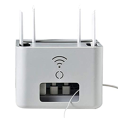 WiFi Router Shelf with Cable Management - Floating Wall Mount Storage Box for Set-Top Box, Power Strips & Electronics - Grey Organizer for Home & Office (Color: Grey) - Perfect for Living Room, Bedroom & Workspace Organization