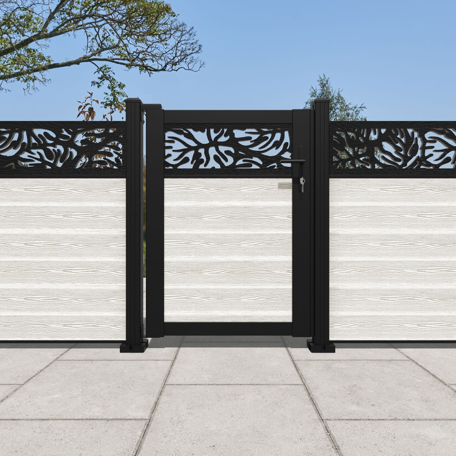 Classic Botanic Pedestrian Gate - Light Stone Finish for Garden, Yard, and Pathway Entrance | Durable Outdoor Walkway Gate