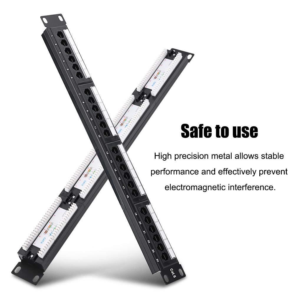 24 Port Cat6 Patch Panel - High Speed Durable Network Rack Mount Panel with Wall Mount Bracket (19