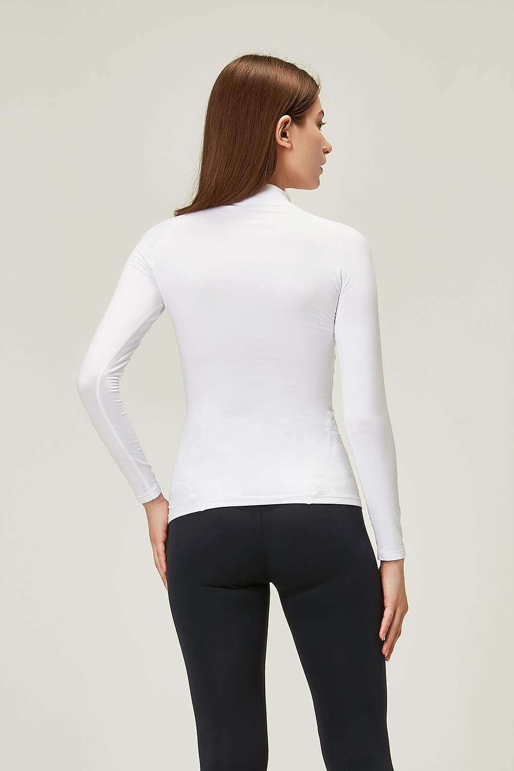 DEVOPS Women's 2 Pack Thermal Turtle Neck Long Sleeve Shirts - Compression Baselayer Tops for Running, Yoga & Winter Sports - Moisture Wicking Workout Shirts for Cold Weather