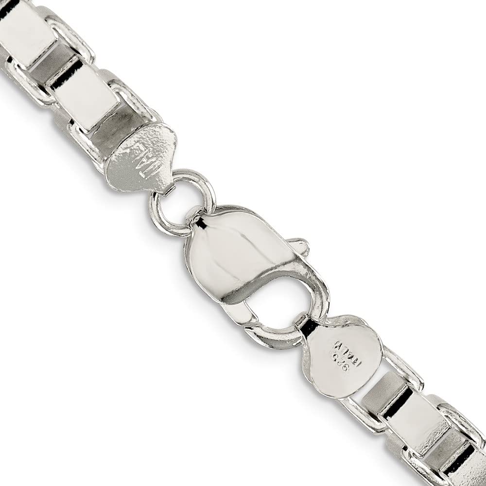 Sterling Silver 7mm Box Chain Necklace for Women & Men - Durable 925 Silver Jewelry Gift for Anniversary, Birthday & Valentine's Day - Elegant Everyday Wear & Special Occasions