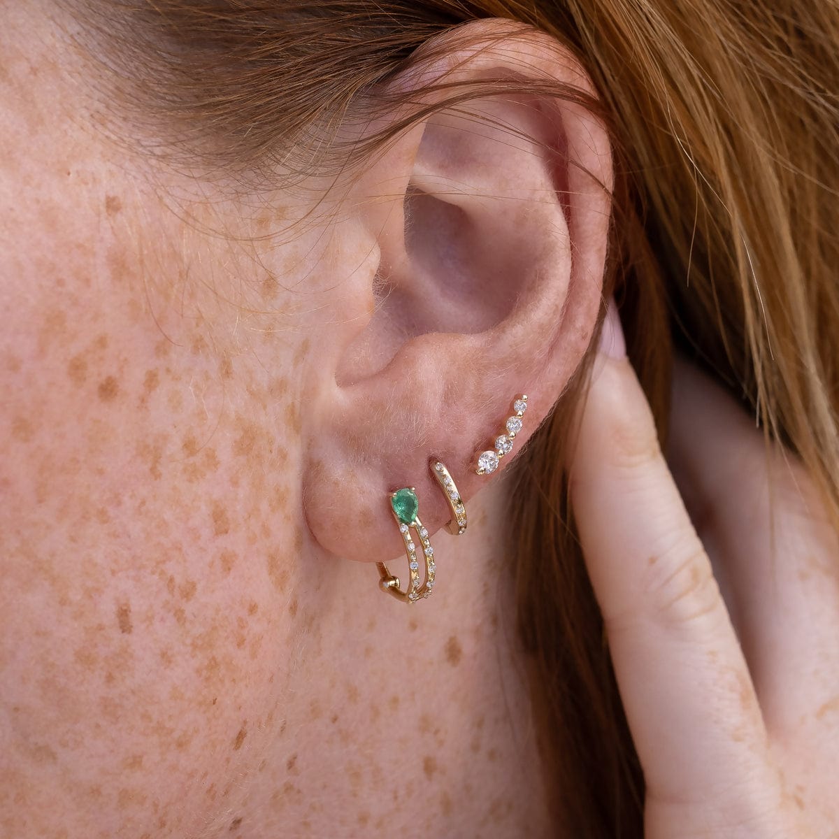 14K Gold Curved Diamond Stud Earrings for Women - Perfect for Weddings, Parties & Everyday Elegance