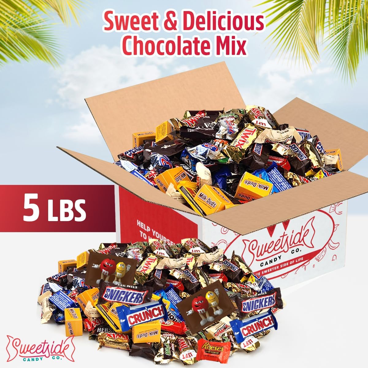 5 LB Bulk Chocolate Candy Variety Pack - Assorted Mixed Chocolate Candy for Parties, Snacking & Sharing | Perfect for Halloween, Christmas, Office Events & Gift Baskets