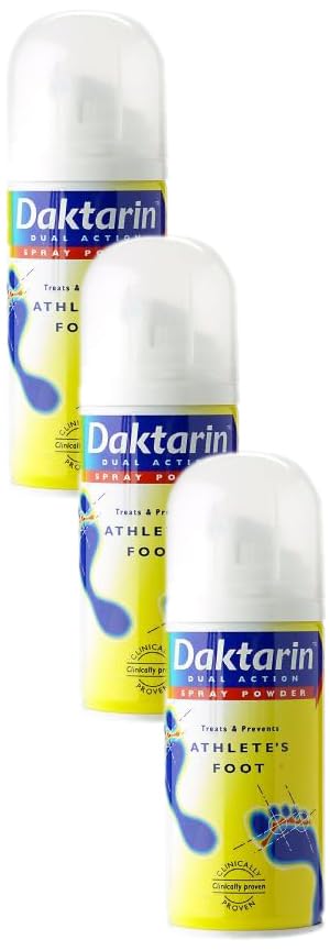 Daktarin Aktiv Spray Powder for Athlete's Foot & Fungal Infections - 100g (3-Pack) | Fast-Acting Antifungal Treatment for Feet, Shoes & Sports Gear