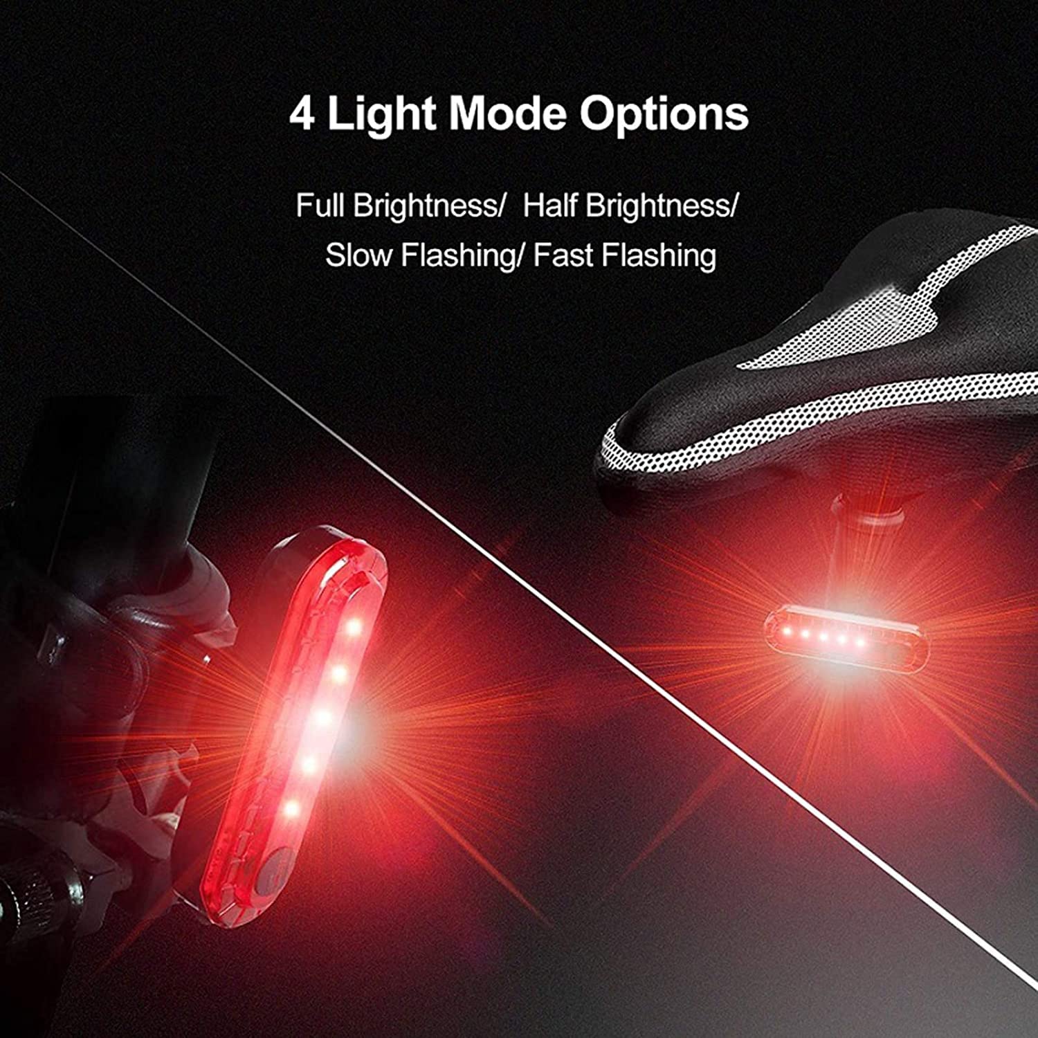 JYYBN 2 Pack USB Rechargeable Smart Bike Tail Light - Ultra Bright LED Bicycle Safety Light with 4 Flash Modes, Waterproof Cycling Accessories for Night Riding & Commuting | Perfect for Road Bikes, Mountain Bikes & Urban Cycling