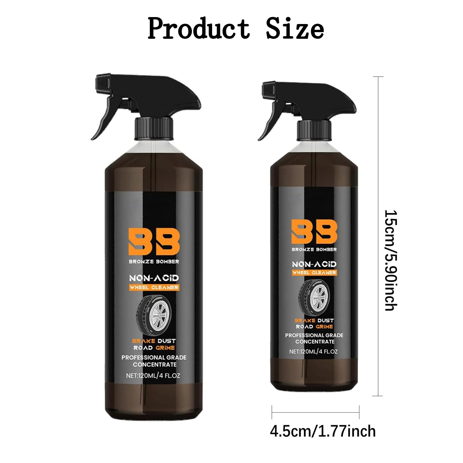 2-Pack Bronze Bomber Non-Acid Wheel Cleaner & Brake Dust Remover - Powerful Alloy Wheel Cleaner for Cars, Trucks & Motorcycles - Safe for Painted & Chrome Rims - Perfect for Deep Cleaning Tires, Wheels & Brake Dust - Ideal for Car Detailing, Auto Maintenance & Show Car Preparation