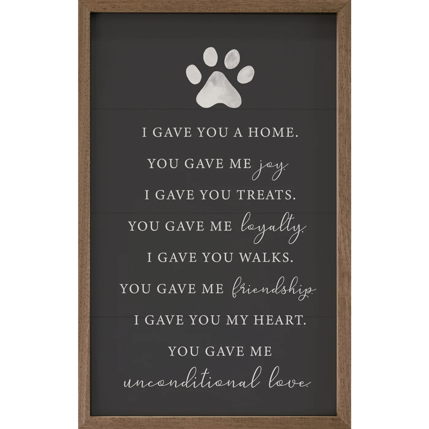 I Gave You A Home Paw Print - White Wood Framed Wall Art for Pet Lovers - Perfect for Living Room, Bedroom & Pet-Friendly Spaces