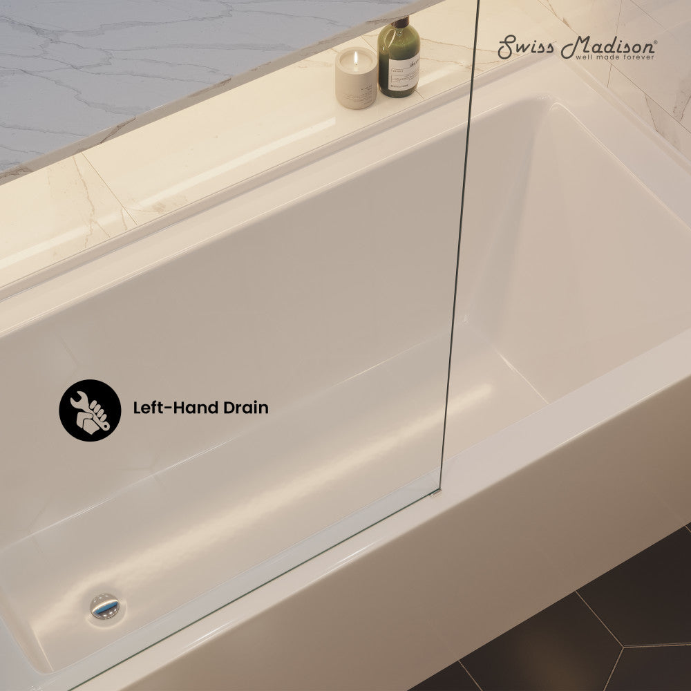 Voltaire 60 x 32 Inch Left Hand Drain Alcove Bathtub with Apron - Perfect for Small Bathrooms & Space-Saving Home Renovations