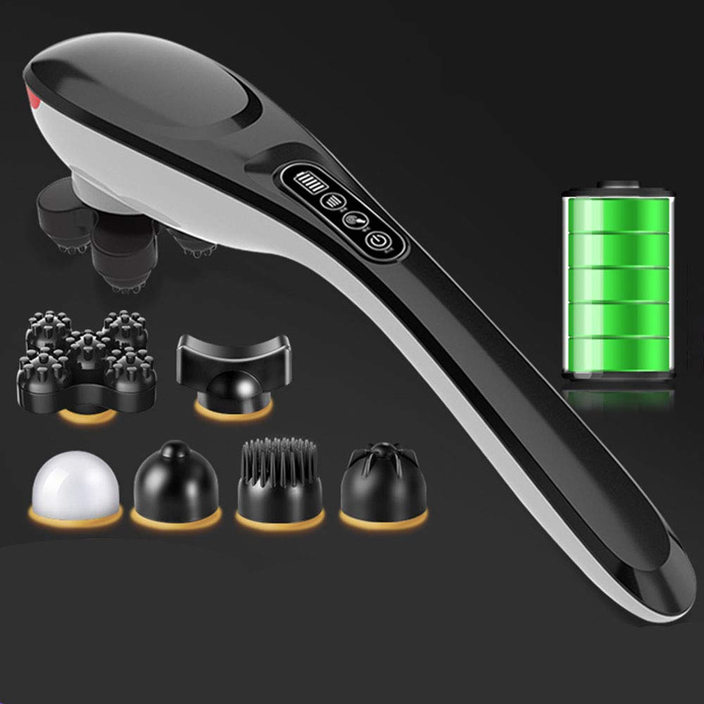 Cordless Electric Percussion Full Body Massager - Handheld Deep Tissue Massage Gun with 6 Interchangeable Nodes & Infrared Therapy, Portable Design for Muscle Recovery (Black) - Perfect for Post-Workout, Sports Injury Relief & Home Relaxation