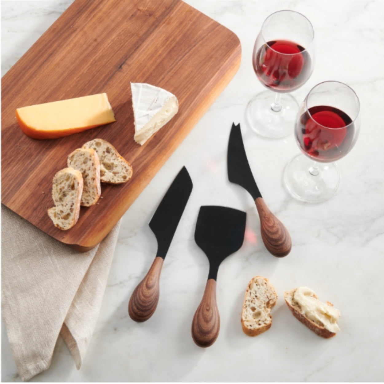 Premium Trudeau 3-Piece Stainless Steel Cheese Knife Set - Perfect for Cheese Boards, Wine Pairings & Entertaining