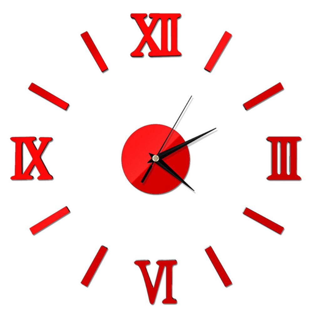 Happy Wind DIY Modern Roman Wall Clock - 3D Mirror Effect Sticker for Home Decor - 4 Stylish Designs - Perfect for Living Room, Bedroom & Office Wall Art
