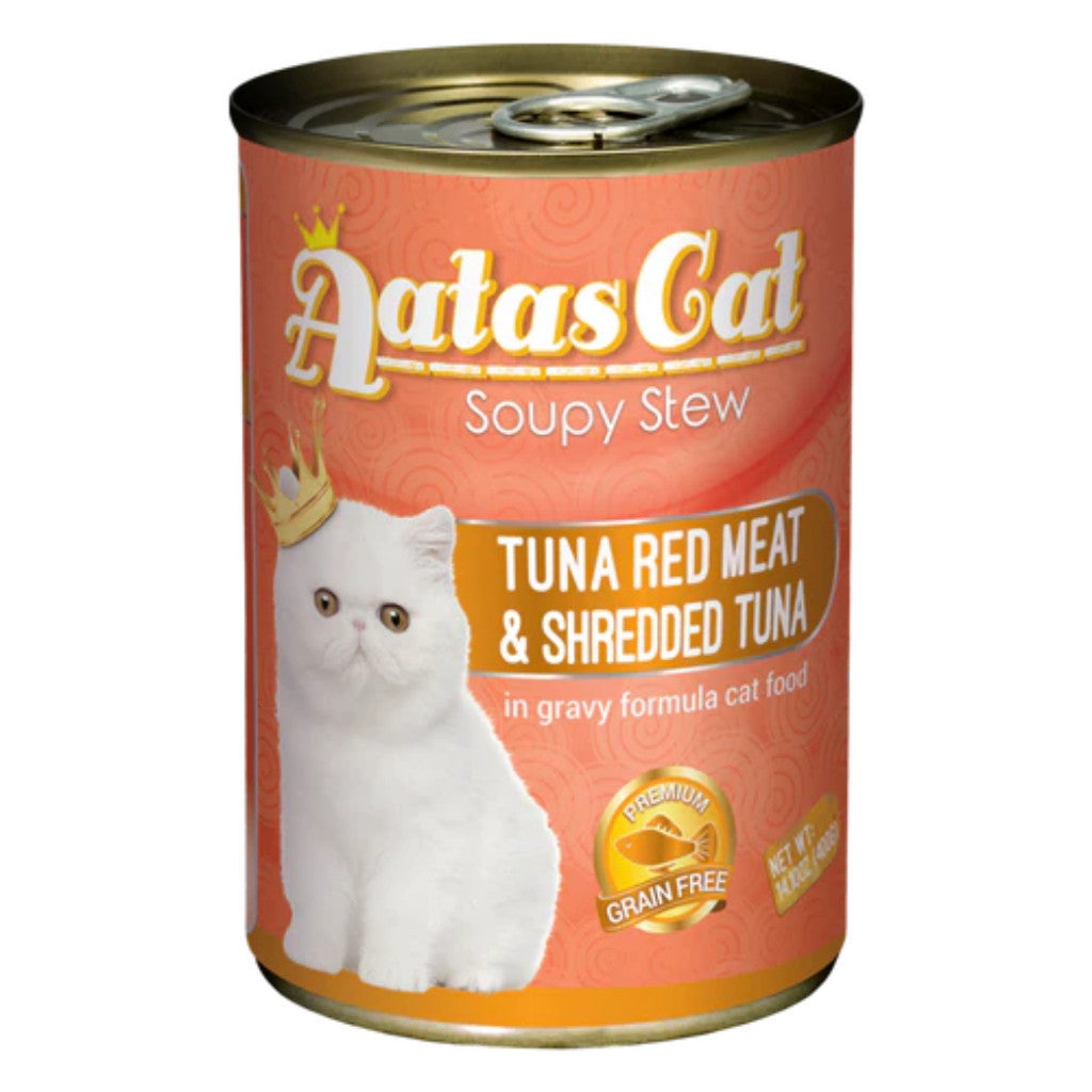 Premium Grain-Free Aatas Cat Soupy Stew with Tuna, Red Meat, Sardine, Chicken & Vegetables in Gravy - 400g Wet Cat Food for Adult & Senior Cats - Perfect for Picky Eaters & Mealtime Enrichment
