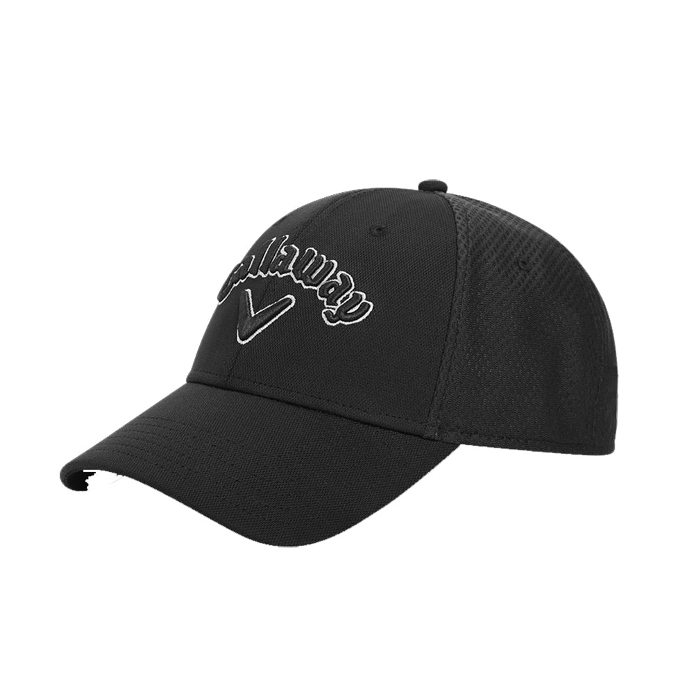 Callaway Mesh Fitted Black Charcoal Men's Baseball Cap - Comfortable Breathable Golf & Outdoor Hat for Sports & Casual Wear
