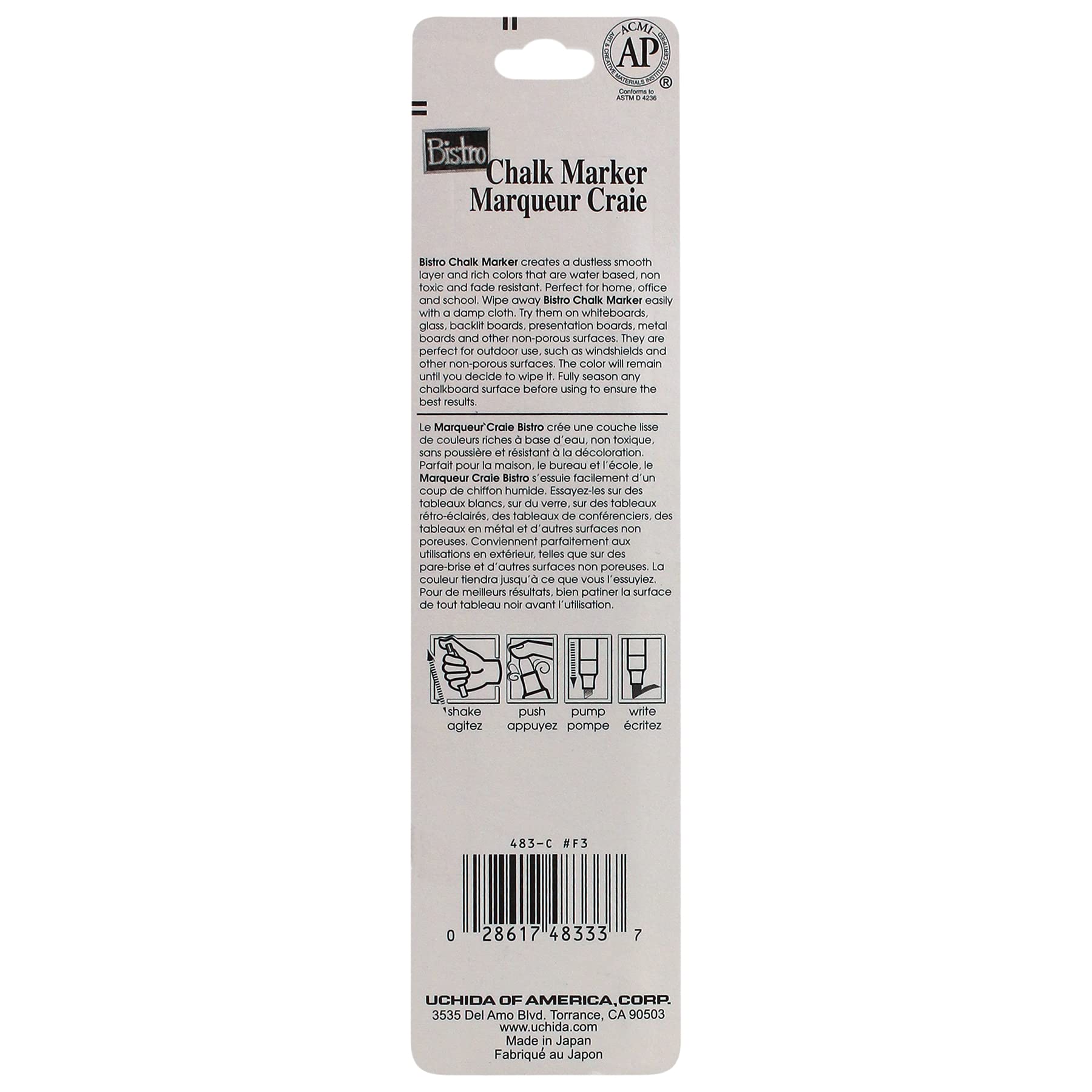 Uchida 483-C-F3 Chisel Tip Bistro Chalk Marker - Fluorescent Blue - Perfect for Menu Boards, Signage, and Restaurant Decor