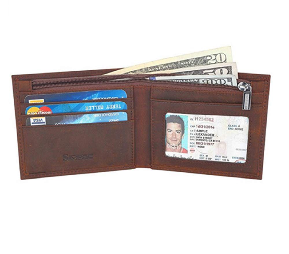Vintage Italian Denim Leather Bi-Fold Wallet for Men - RFID Blocking, 2 ID Windows, Handmade | Perfect for Everyday Use, Travel & Gift Giving