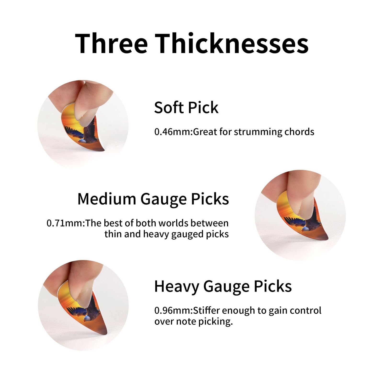 Premium 12-Pack Classic Guitar Picks for Electric, Acoustic, Bass & Mandolin - Durable Eagle Design Plectrums for Professional Musicians & Beginners - Perfect for Live Performances, Studio Recording & Practice Sessions