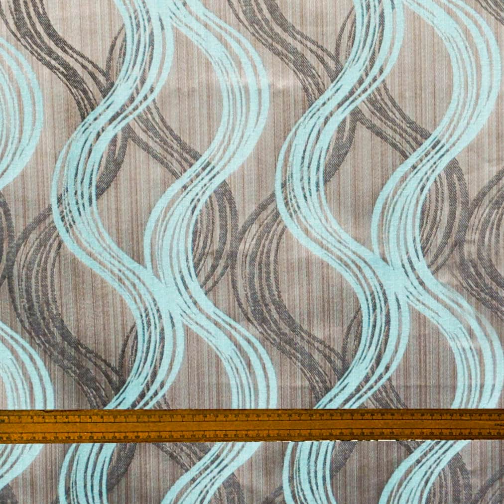 Premium Aqua Jacquard Fabric by the Yard - Elegant Upholstery & Home Decor Material for Curtains, Pillows, and DIY Crafts
