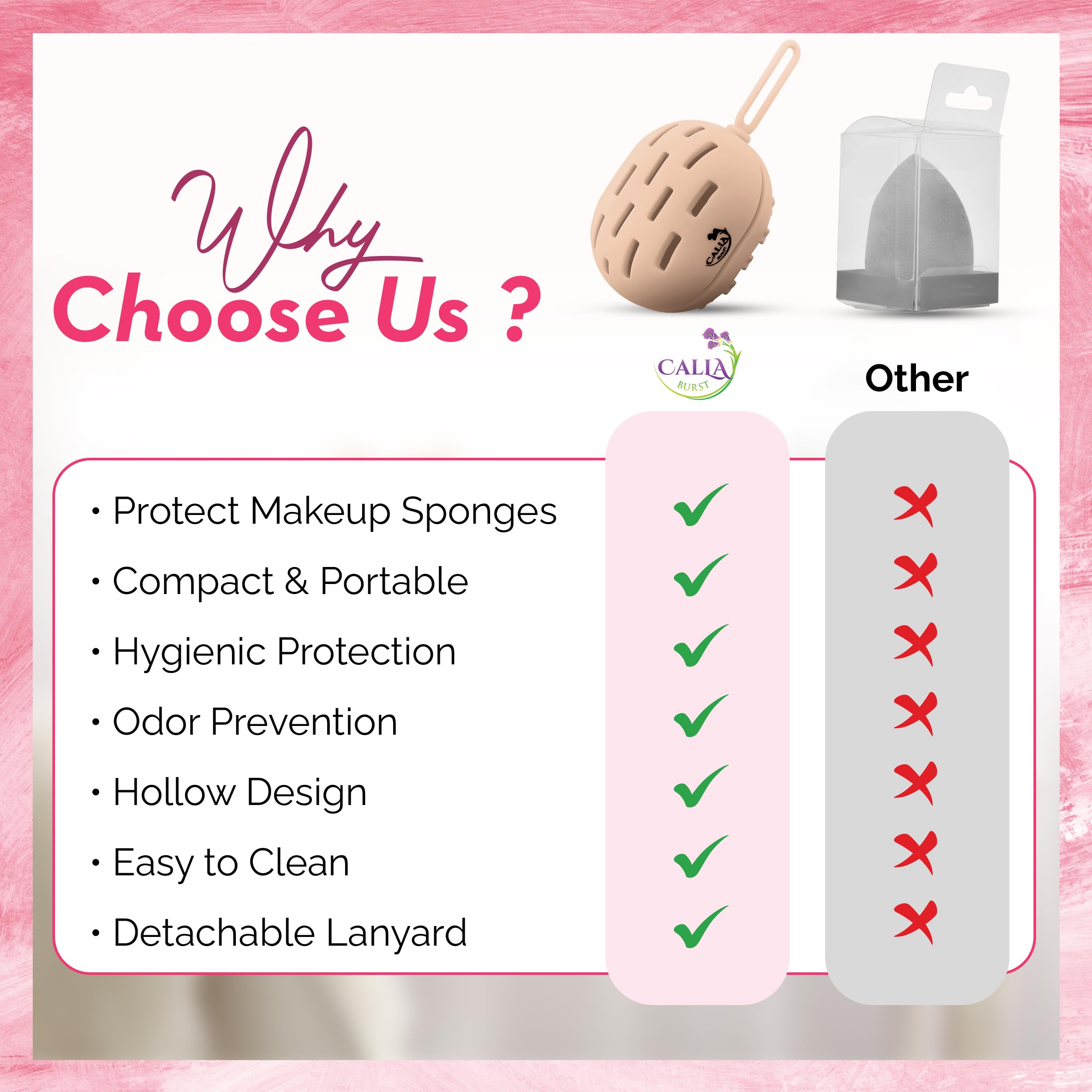 CallaBurst - Vented Silicone Beauty Blender Case for Makeup Sponge | Washable & Reusable Travel Organizer | Portable Cosmetic Storage for Women | Perfect for Travel, Gym & Daily Makeup Routine (Tan)