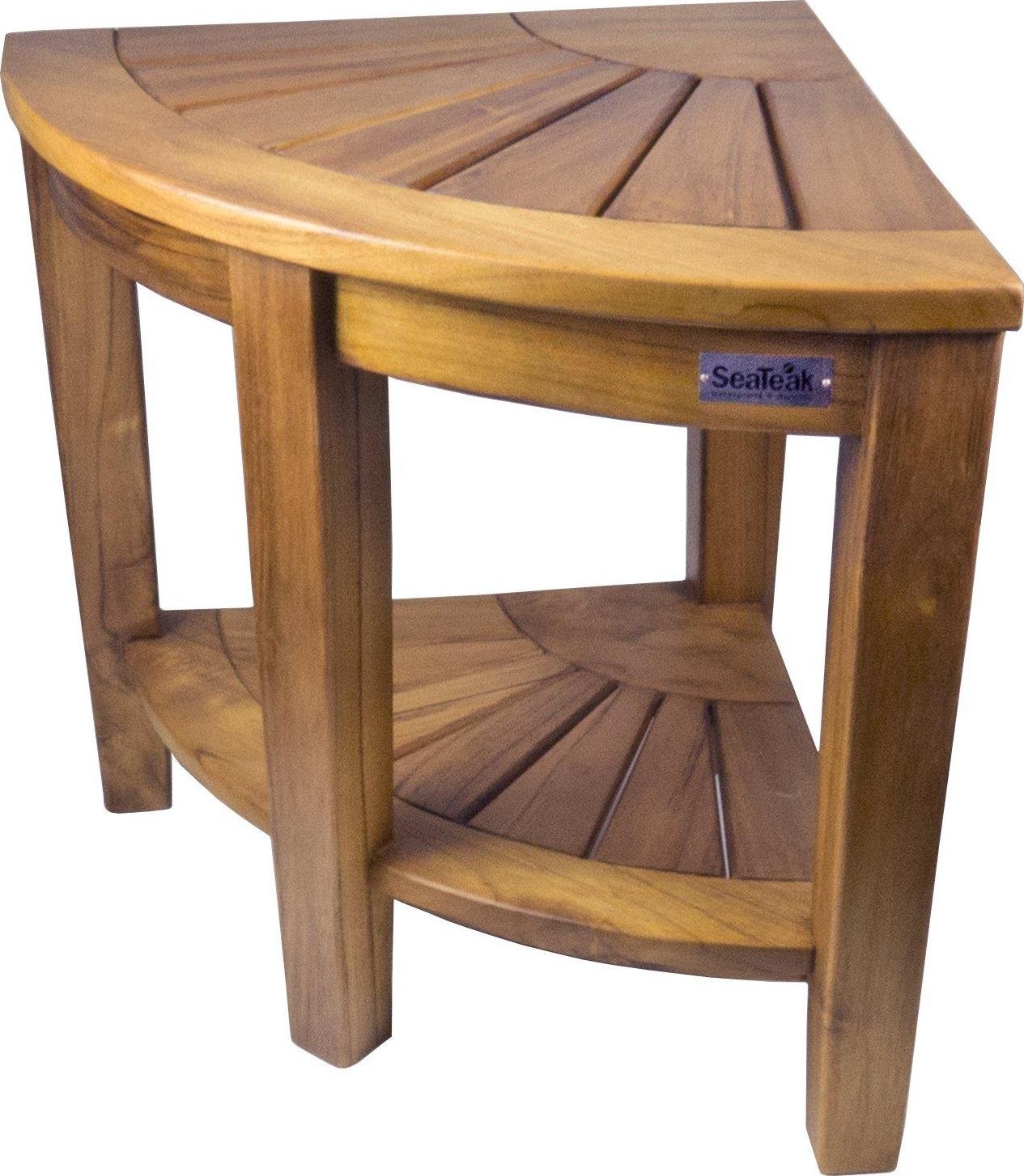 SeaTeak 60025 Premium Teak Wood Shower & Spa Corner Seat - Medium Size with Oiled Finish for Bathroom, Sauna & Poolside Relaxation