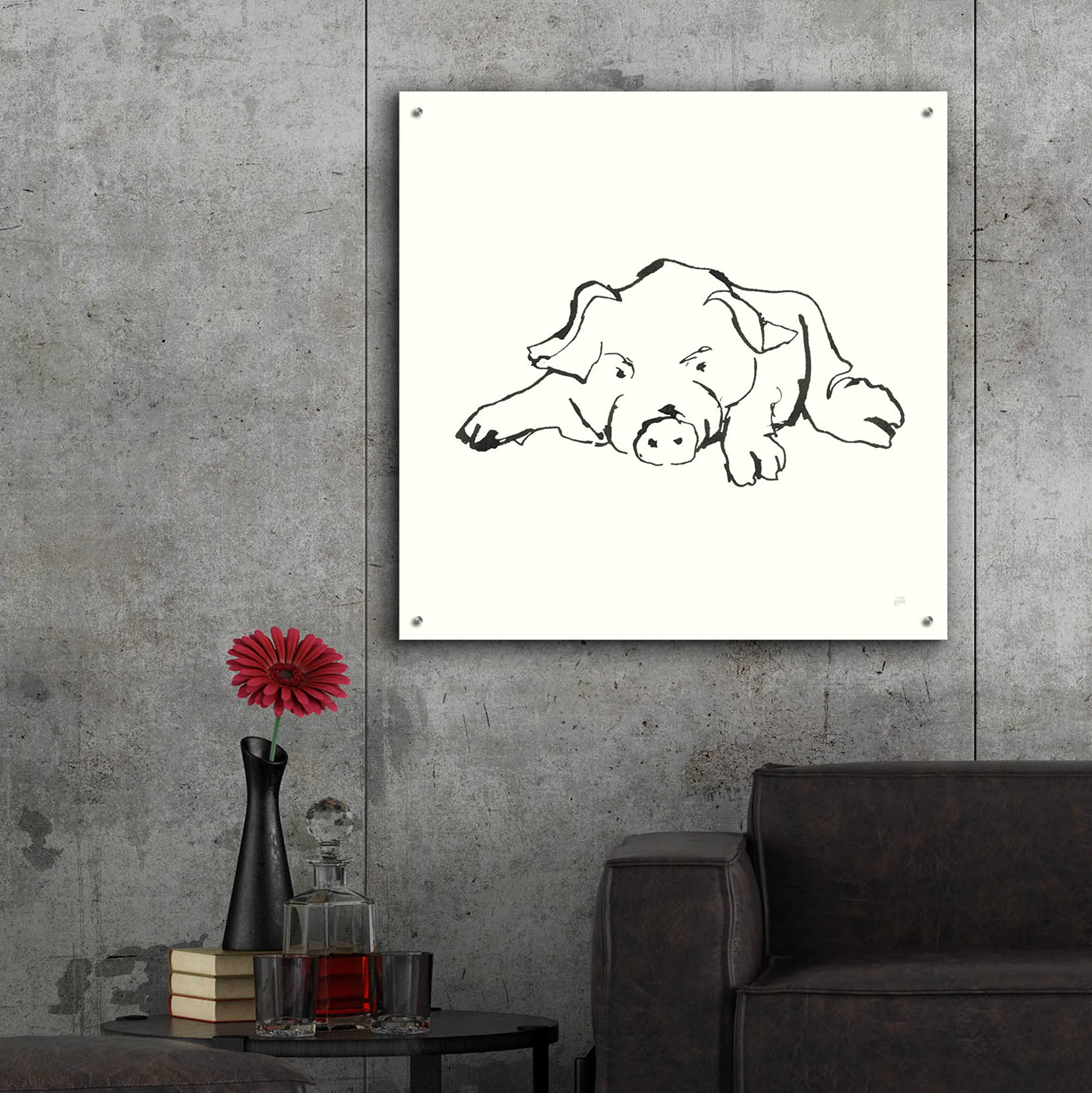 Chris Paschke 'Line Pig I' Acrylic Glass Wall Art - 36x36 Inch Modern Abstract Painting for Living Room, Bedroom & Office Decor