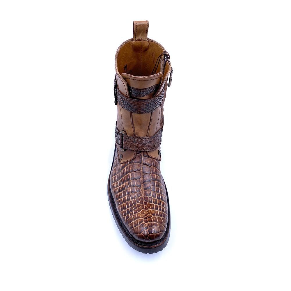 Men's Cuadra Brown Casual Cowboy Alligator Leather Zip Ankle Boots - 2T13AP - Perfect for Western Wear, Rodeo Events & Everyday Fashion