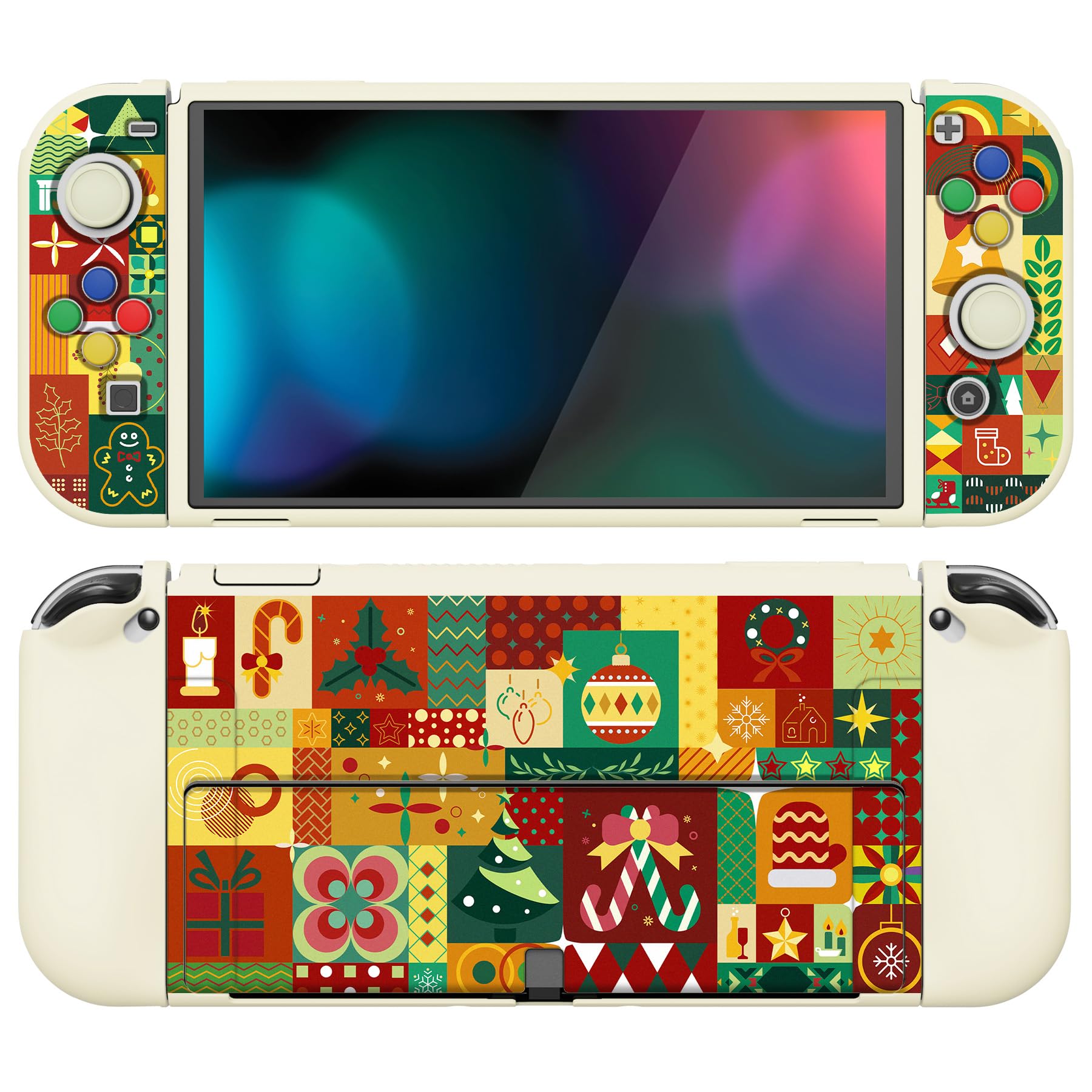 PlayVital Protective Case for Nintendo Switch OLED - Shockproof Cover with Joystick Caps & Button Protectors | Christmas Gift Box | Perfect for Travel, Gaming Parties & Daily Storage