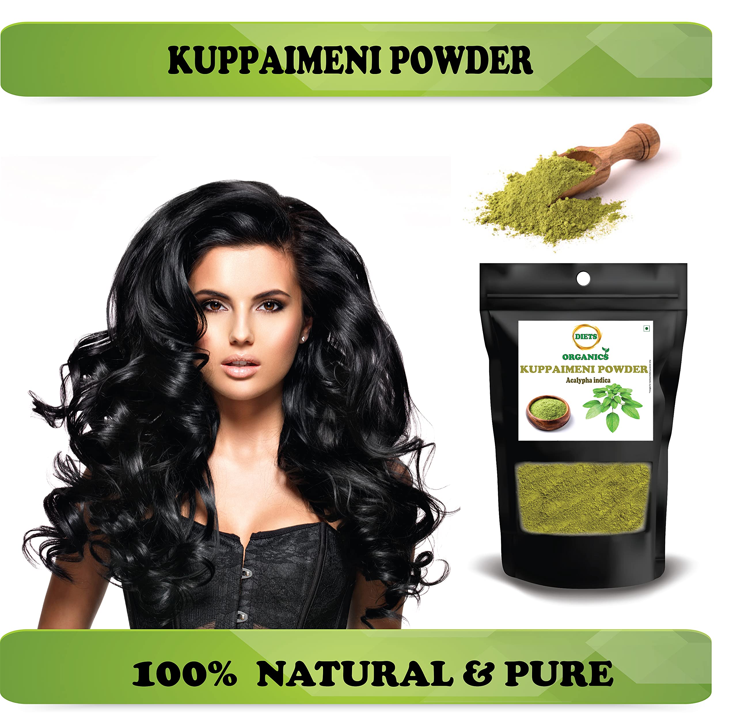 Organic Kuppaimeni Powder (Acalypha Indica) - 50g Pack of 2 | Indian Nettle Herbal Supplement for Skin Care, Hair Growth & Detox | Natural Ayurvedic Remedy for Acne, Eczema & Scalp Health