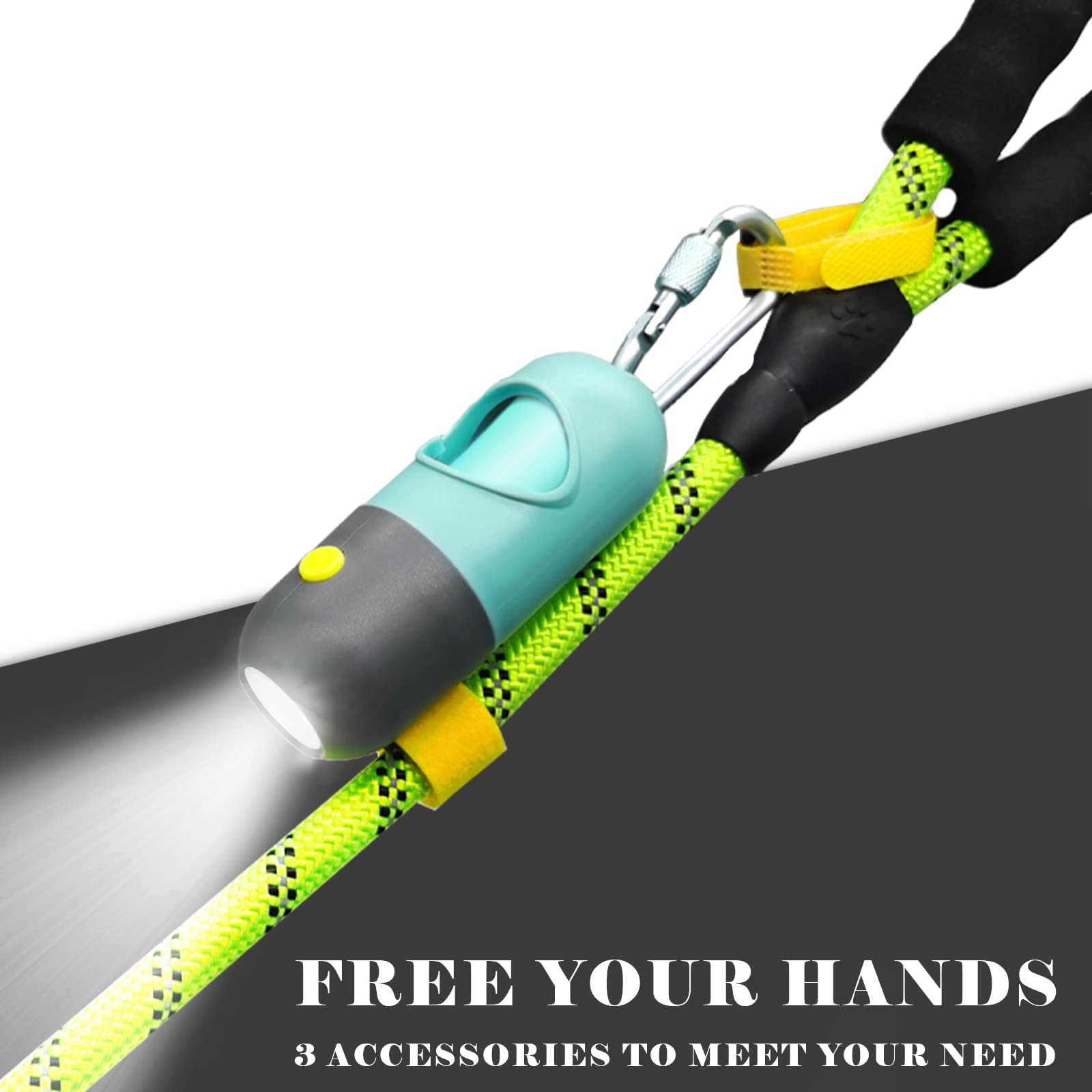 LED Flashlight Dog Poop Bags Holder - Leash Attachable Pet Waste Bag Dispenser with Leak-Proof Trash Bags (2 Holders + 30 Bags, Crystal Blue) - Perfect for Night Walks, Park Visits & Outdoor Adventures with Your Dog