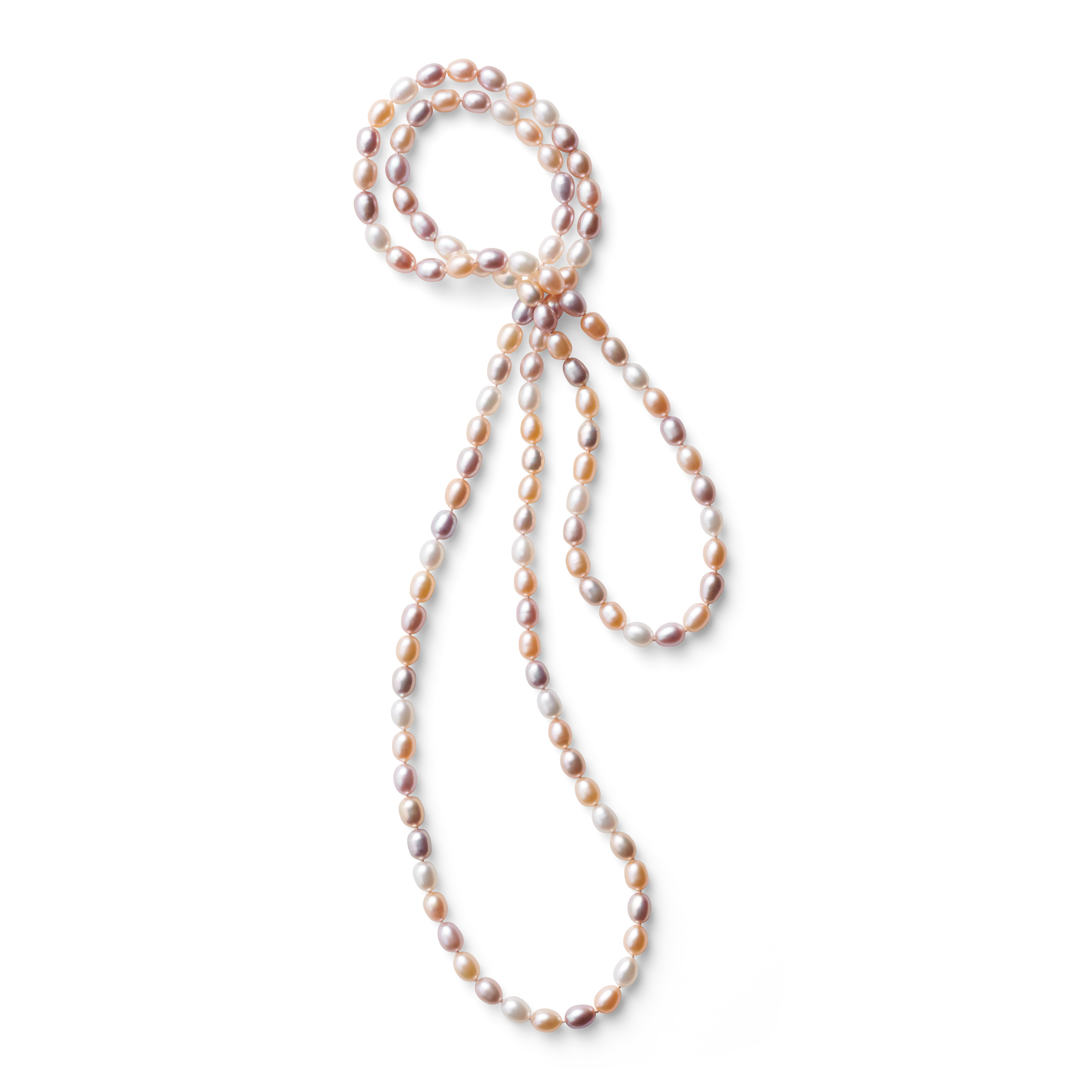 Elegant Oval Pastel Pink Pearl Rope Necklace for Women - Perfect for Weddings, Parties & Everyday Wear