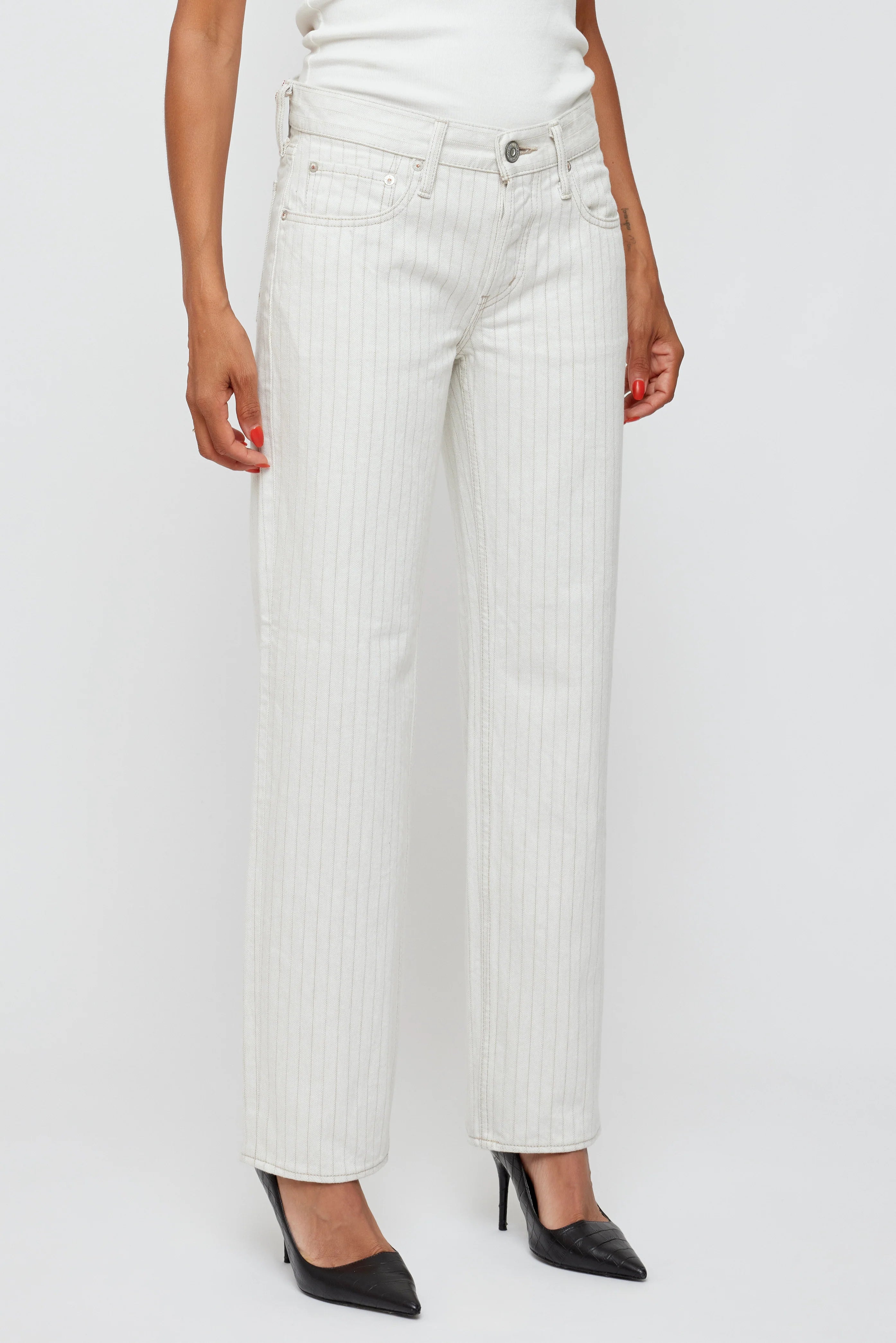 Elmora Low Rise Straight Leg Jeans for Women - Mix White Wash | Comfortable & Stylish for Casual Wear, Office & Outings