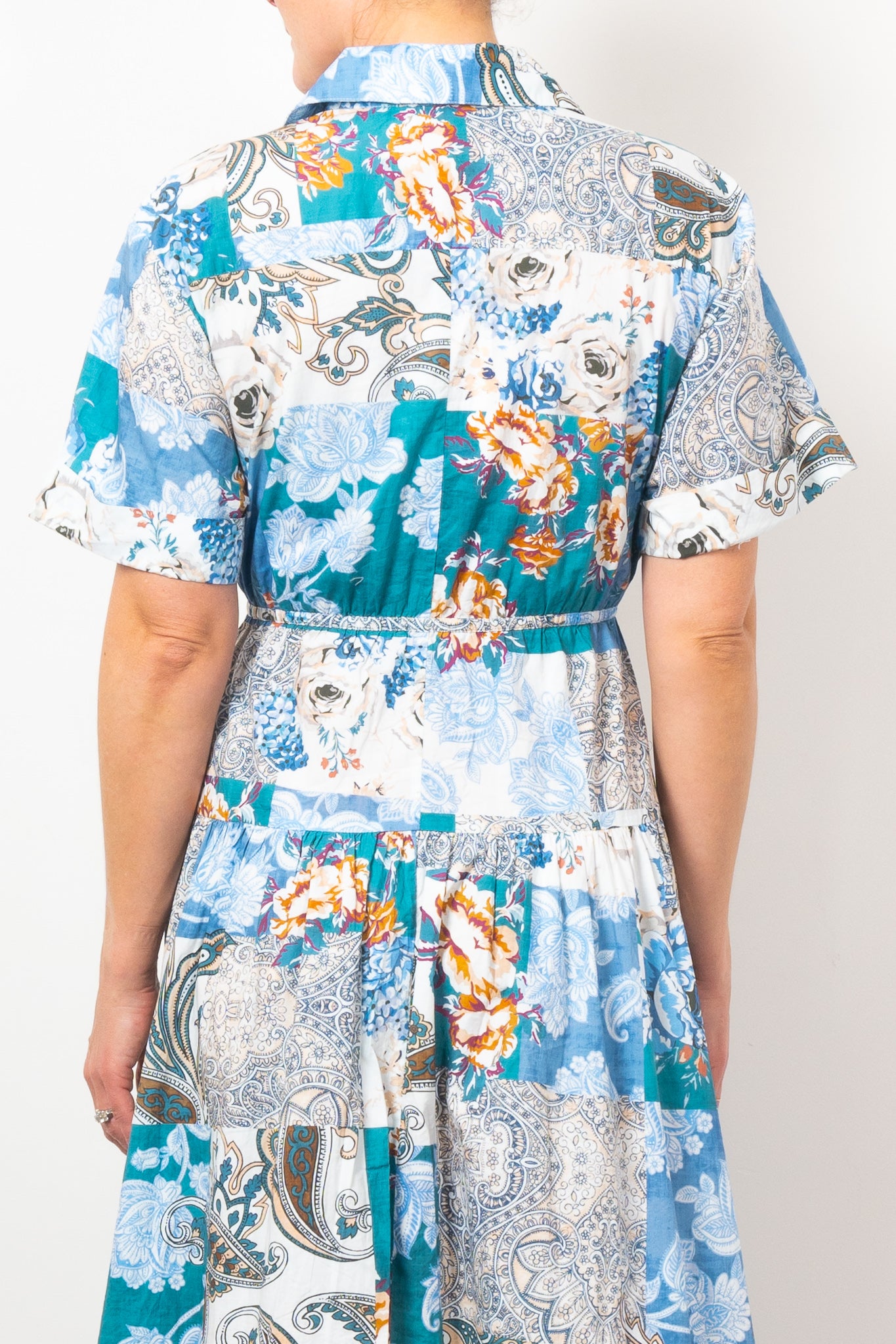 Kinney Maeve Patchwork Maxi Dress for Women | Bohemian Floral Print Long Dress | Perfect for Summer Vacations, Beach Parties & Casual Outings