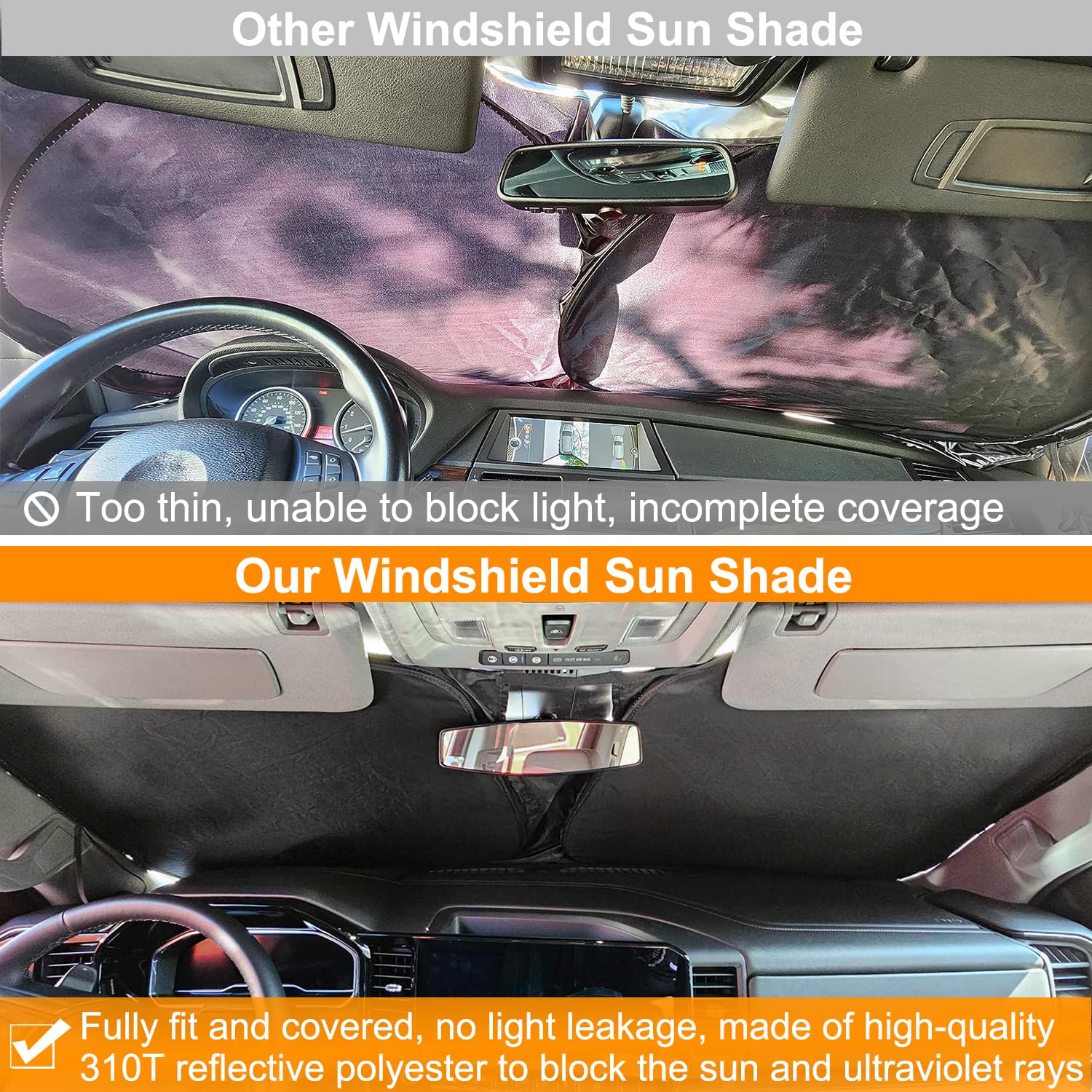 Custom Fit Windshield Sun Shade for 2023-2025 Chevy Silverado 1500 & GMC Sierra 1500 | 2024-2025 Silverado/Sierra 2500HD 3500HD | 2022-2025 Refreshed Models | UV Protection & Heat Blocking | Foldable Car Sun Visor with Storage Pouch | Perfect for Summer Parking & Road Trips