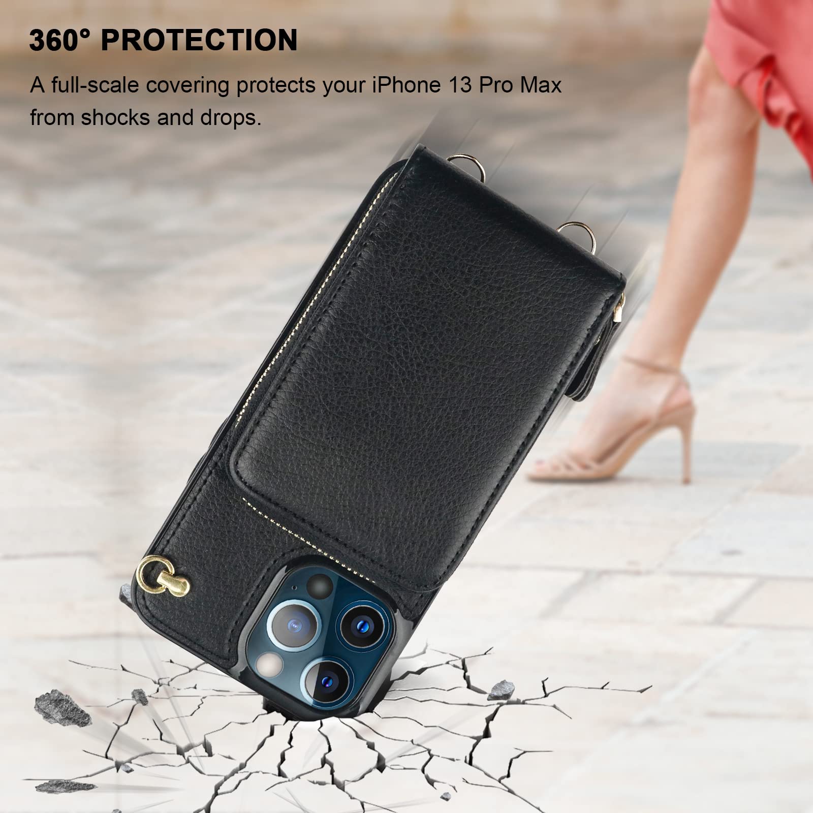 KIHUWEY iPhone 13 Pro Max Wallet Case - 6.7