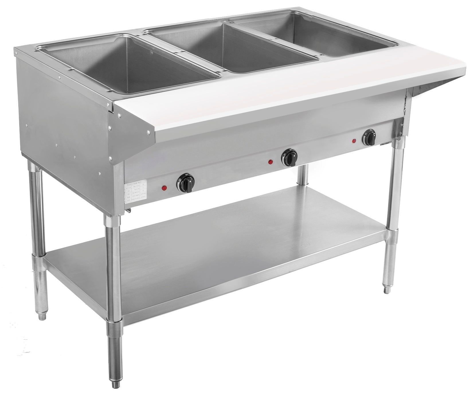 BevLes BVST 3 240 Electric Steam Table - 3 Well Commercial Food Warmer, 230V Stainless Steel for Catering, Buffet & Restaurant Use