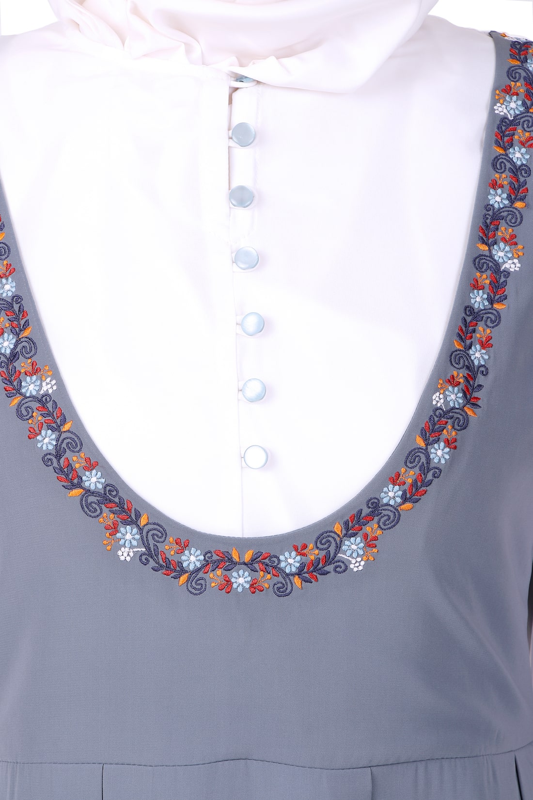 Elegant Dual Color Embroidered Abaya Dress - Stylish Dungaree Look for Women | Perfect for Casual Wear, Parties & Special Occasions