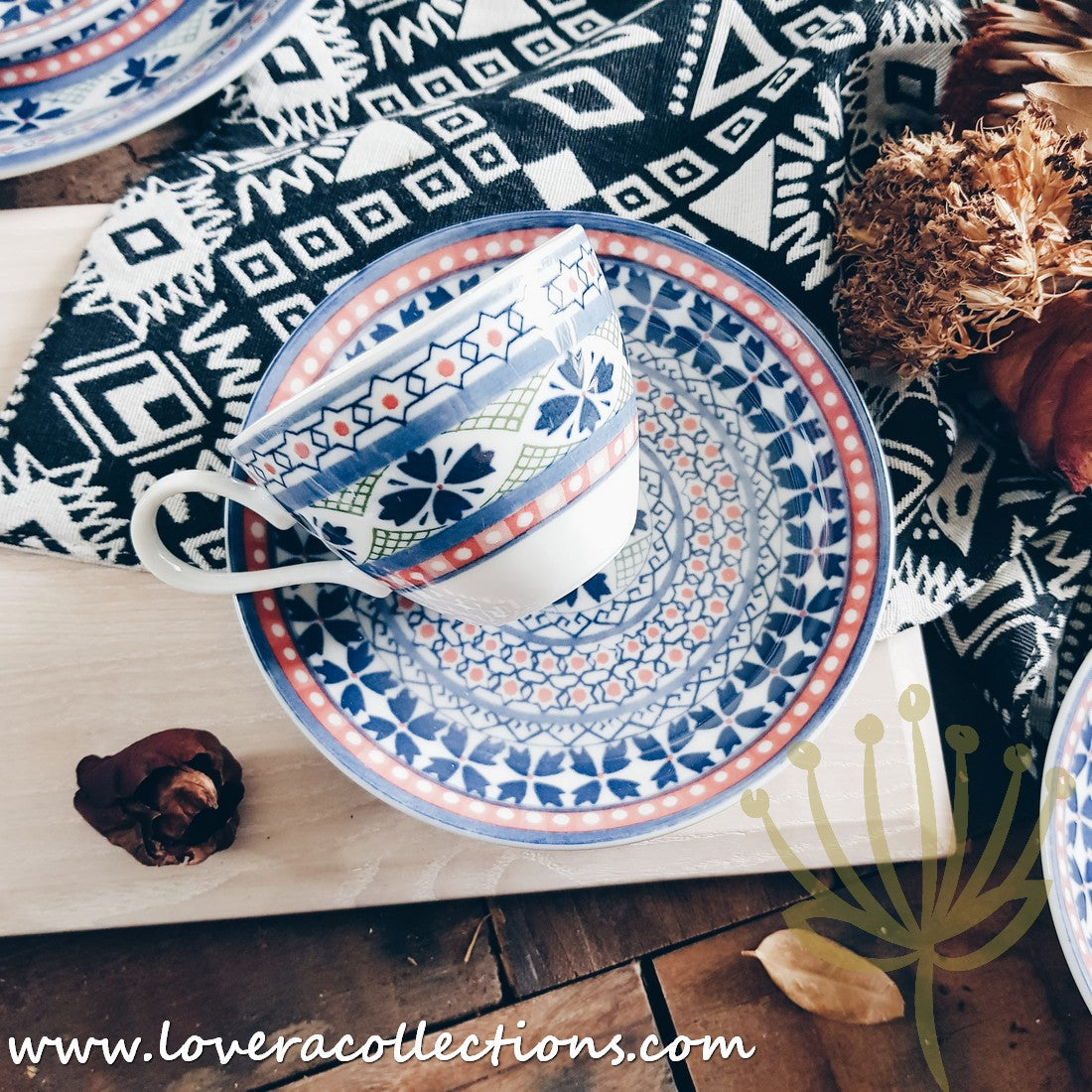 Awasaka Japan Blue Four Leaves Tea & Dinnerware Set - Premium Japanese Ceramic Tableware for Tea & Dining - Perfect for Home, Restaurants & Gifts