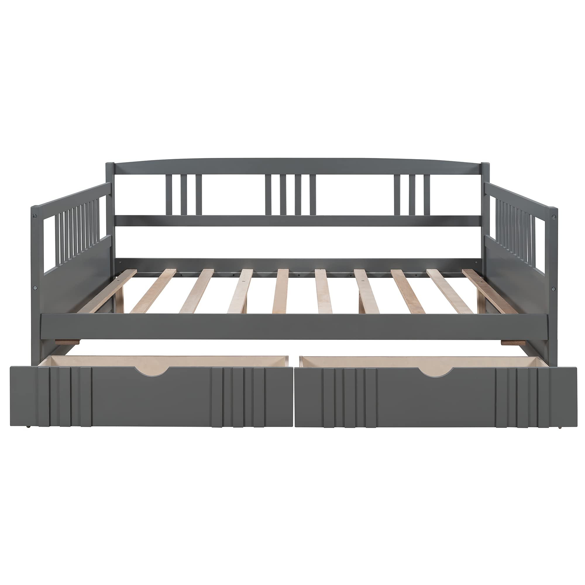 Wood Full Size Daybed with Storage Drawers - Sturdy Dual-Use Bed for Living Room & Guest Room