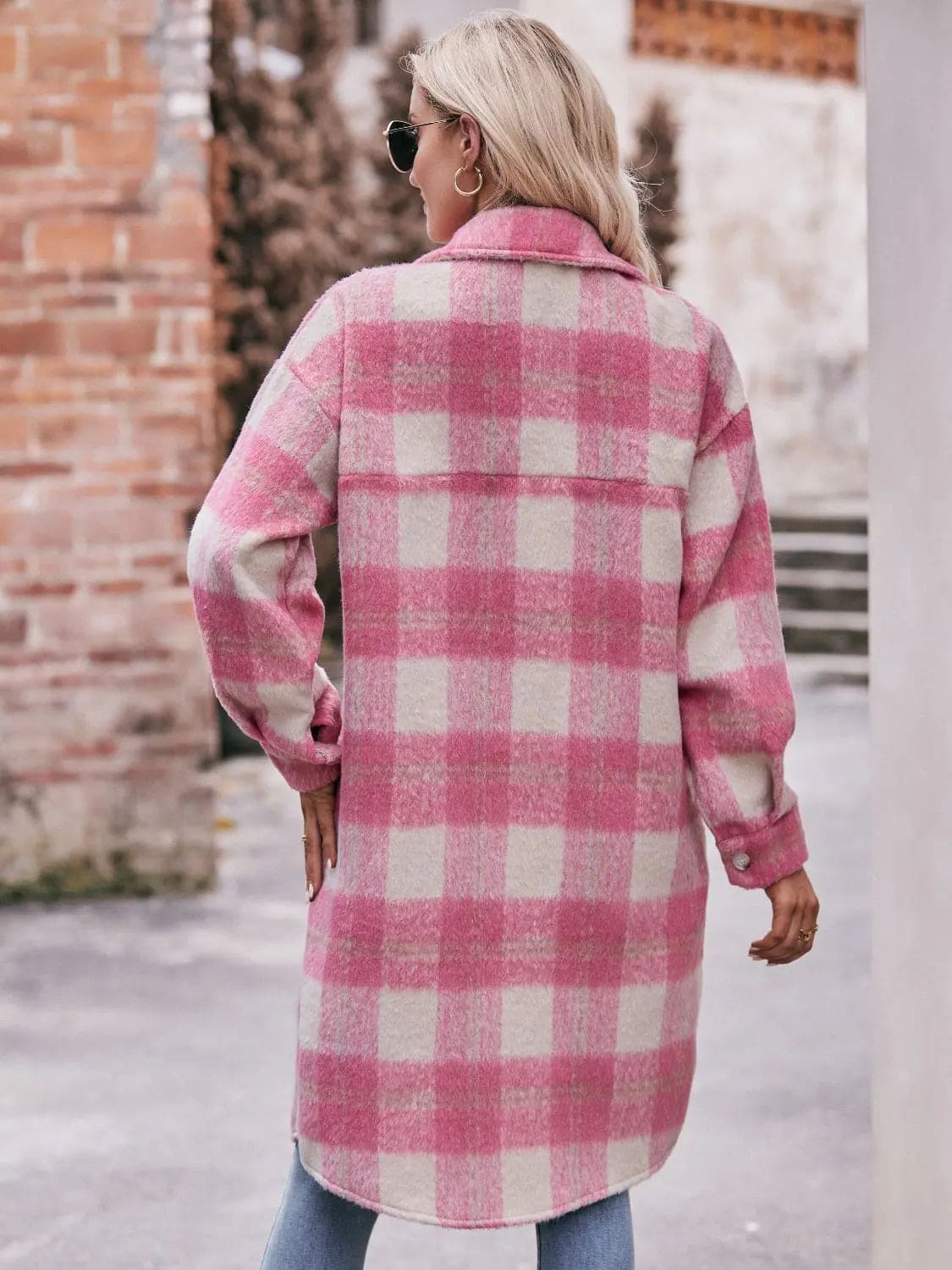 Stylish Plaid Dropped Shoulder Slit Coat for Women | Trendy Fall Winter Longline Jacket | Perfect for Office, Dating & Outdoor Activities