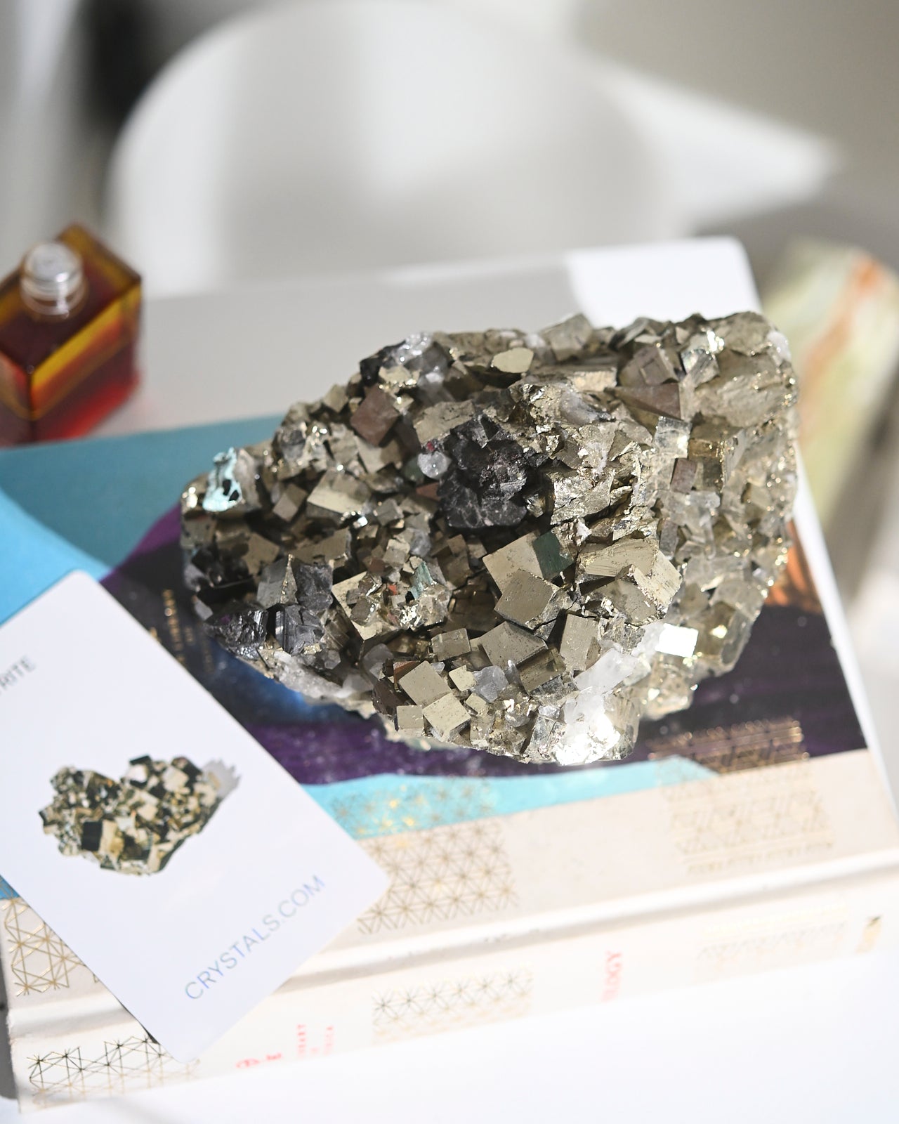 Natural Cubic Pyrite and Quartz Crystal Cluster - 7.5lbs Raw Mineral Specimen for Home Decor, Meditation, and Energy Healing | Perfect for Crystal Collectors, Feng Shui, and Spiritual Practices