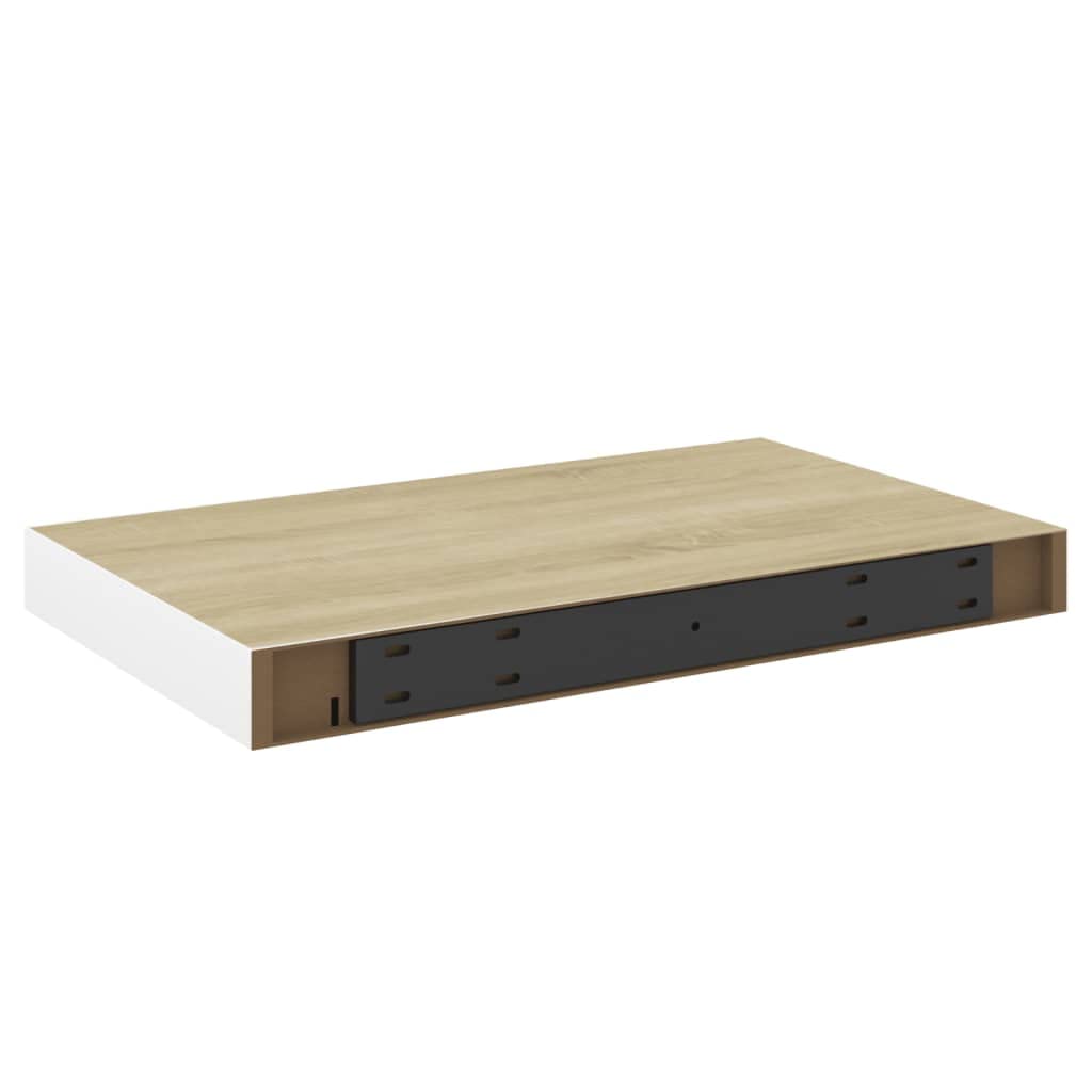 Floating Shelf Wall Mount - Set of 4 Multifunctional Display & Storage Shelves for Bedroom, Living Room, Bathroom, Kitchen & Office - 15.7x9.1x1.5 Inch MDF Shelves in Oak & White - Perfect for Organizing Books, Decor, Plants & Essentials