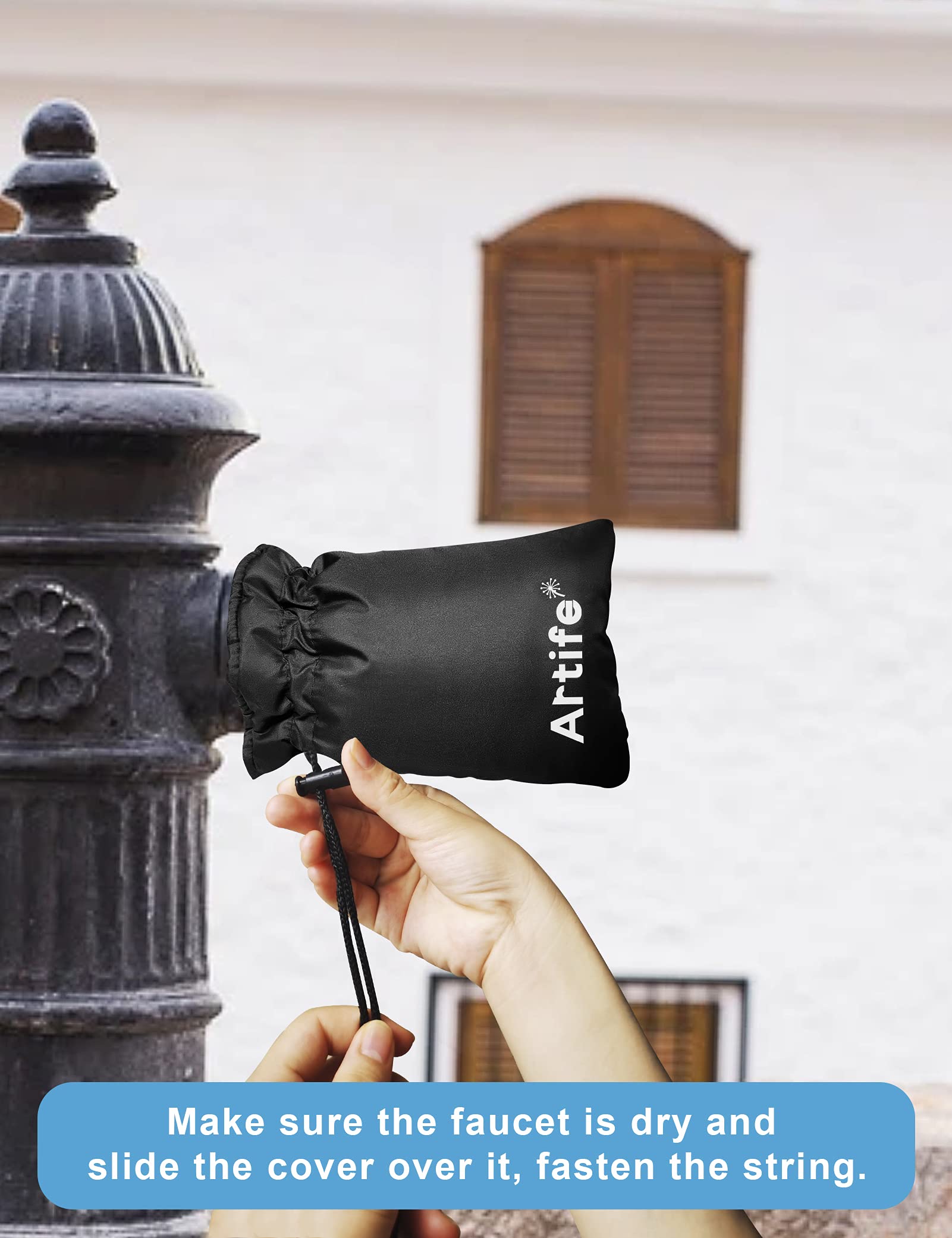 Upgraded Thickened Outdoor Faucet Covers for Winter Freeze Protection - Insulated Garden Water Spigot & Hose Bib Socks (Black, 2 Pack) - Perfect for Winterizing Outdoor Pipes & Preventing Frozen Faucets