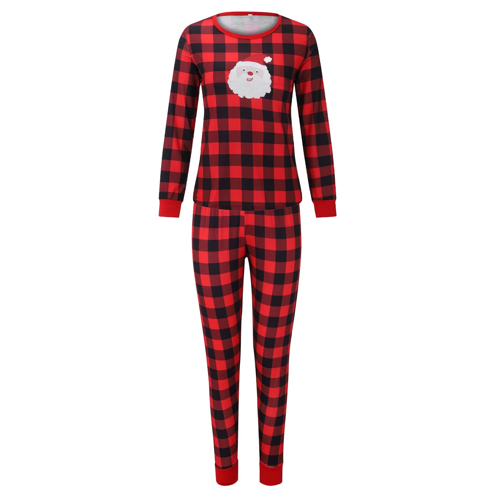 Christmas Red Plaid Santa Print Matching Family Pajama Set - Holiday Pajamas for Women, Men & Kids (Red, S) | Cozy Xmas Sleepwear for Family Gatherings & Festive Photos