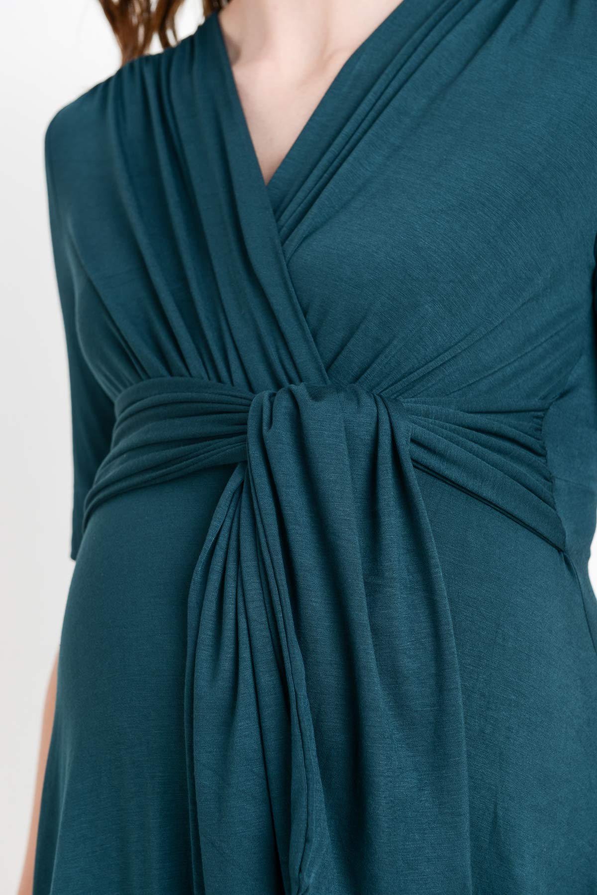 LaClef Women's Maternity Wrap Dress with Adjustable Tie Waist Belt - Flattering Pregnancy Outfit for Work, Party & Nursing