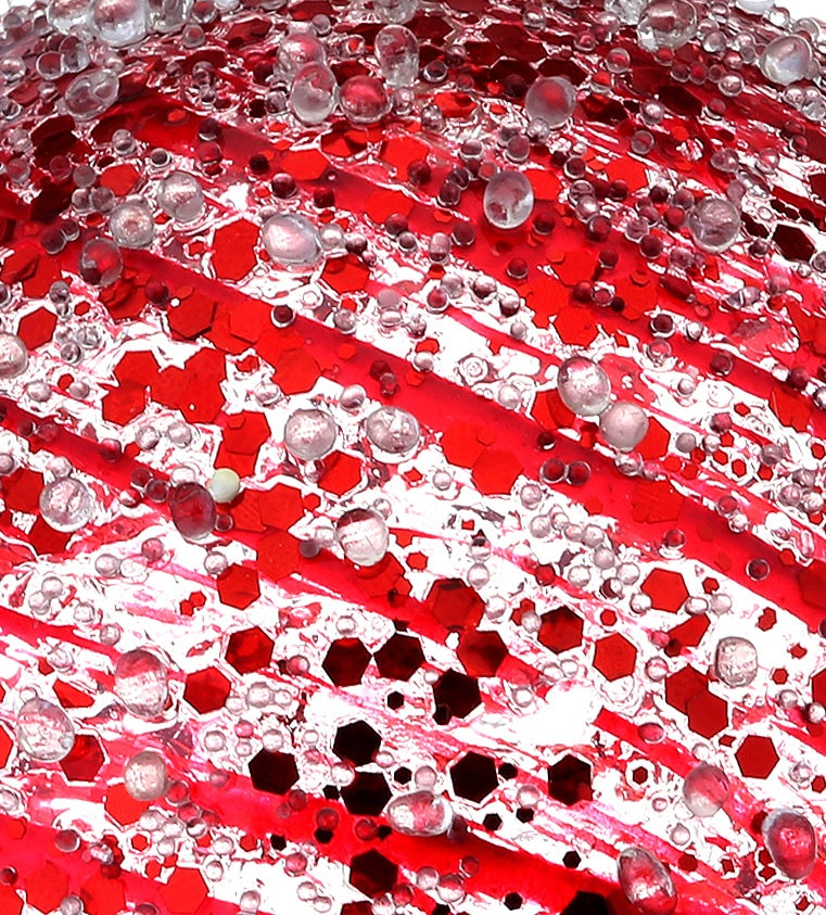 4 Pack Clear Red Swirl Glass Iced Ball Ornaments - Christmas Tree Decorations, Holiday Party Decor, Winter Wedding Centerpieces