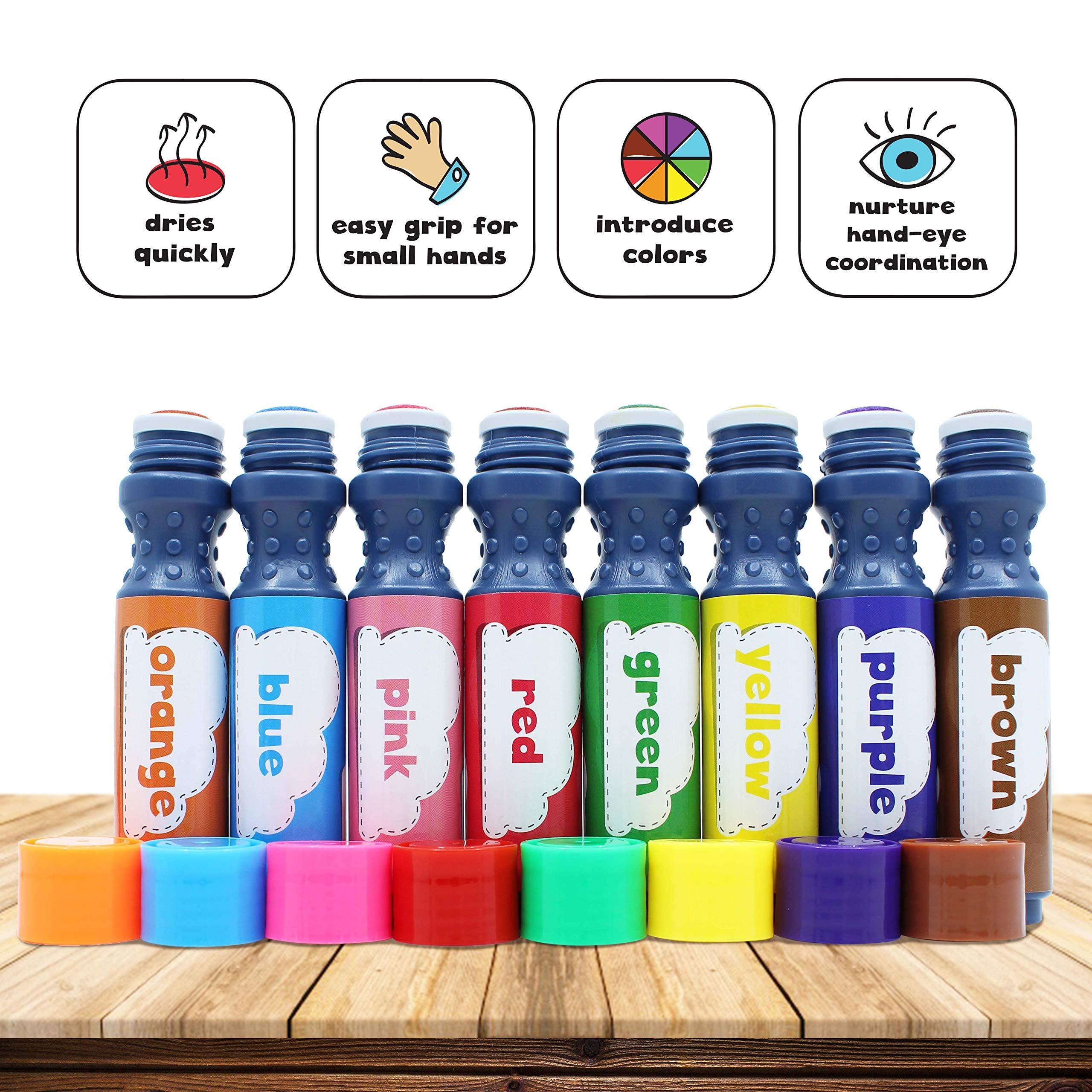 **8-Piece Kids Activity Plastic Tray Set with Washable 8-Color Dot Markers (2 Pack) – Perfect for Toddler Arts & Crafts, Preschool Learning, and Mess-Free Playtime**