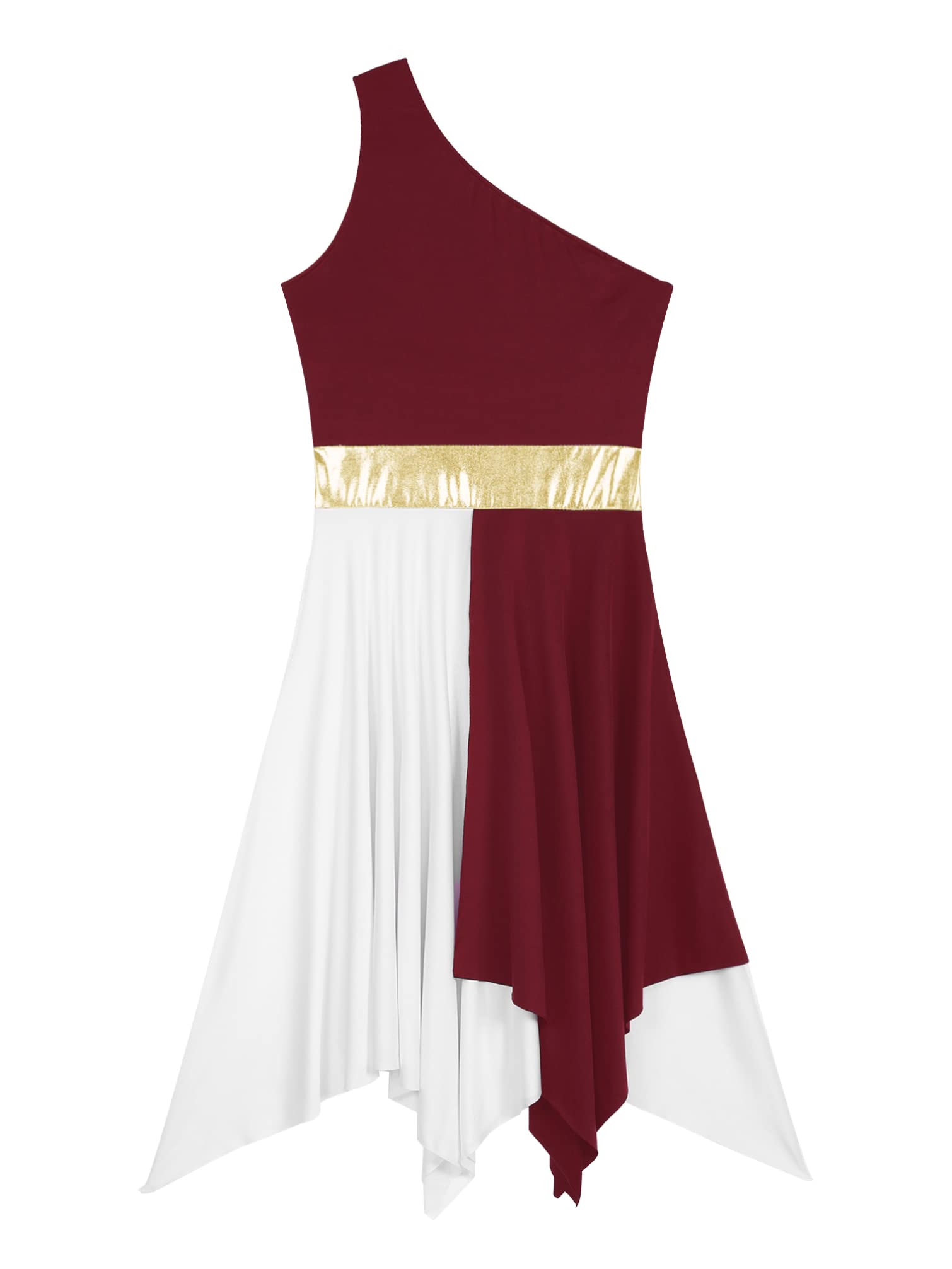 Women's Color Block Liturgical Praise Dance Dress - Sleeveless Asymmetrical Church Worship Dance Dress for Performances & Ceremonies