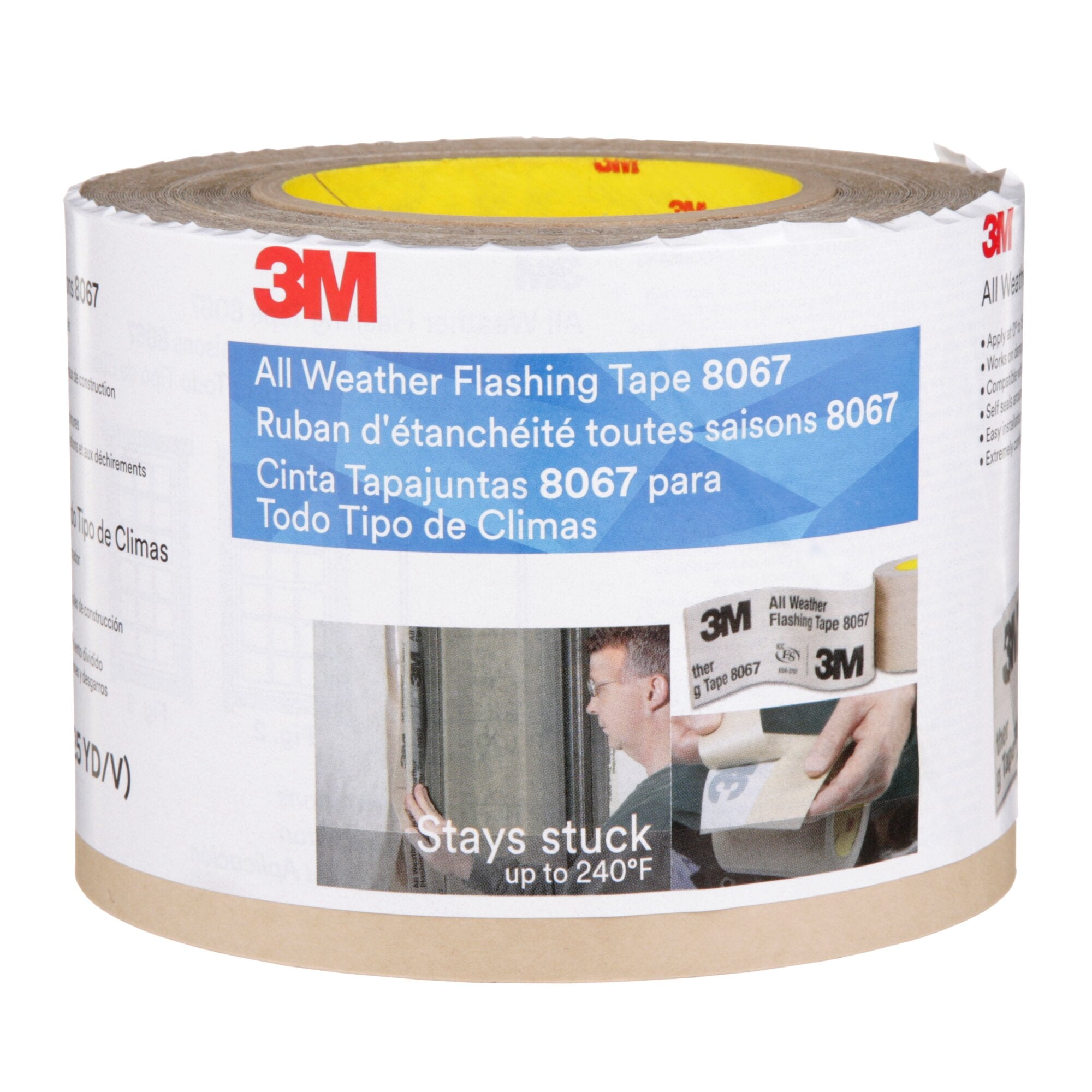 3M All Weather Flashing Tape 8067 Tan - 4 Inch x 75 Feet (12 Rolls per Case) - Waterproof Roofing Sealant for Home Repair, Window & Door Installation, HVAC Ductwork