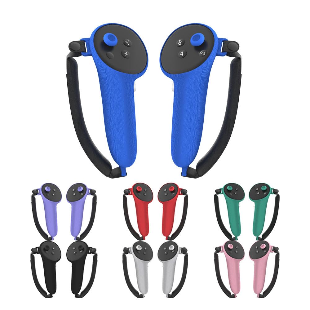 Meta Quest 3 VR Controller Silicone Protective Cover - Blue, Anti-Slip Grip & Shockproof Case for Oculus Quest 3 Accessories - Perfect for Gaming, Travel & VR Enthusiasts