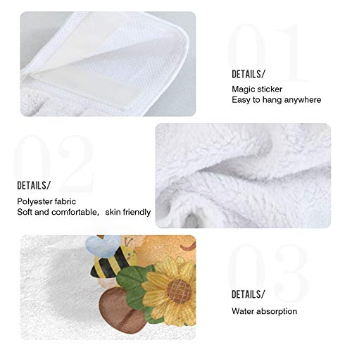2PCS Sunflower Gnome Hanging Kitchen Towels - Summer Bee Dish Cloths with Loops, Soft Super Absorbent Hand Towels 12x17 Inch for Kitchen & Bathroom | Perfect for Drying Dishes, Decorating Farmhouse Kitchen & Guest Bathroom Essentials