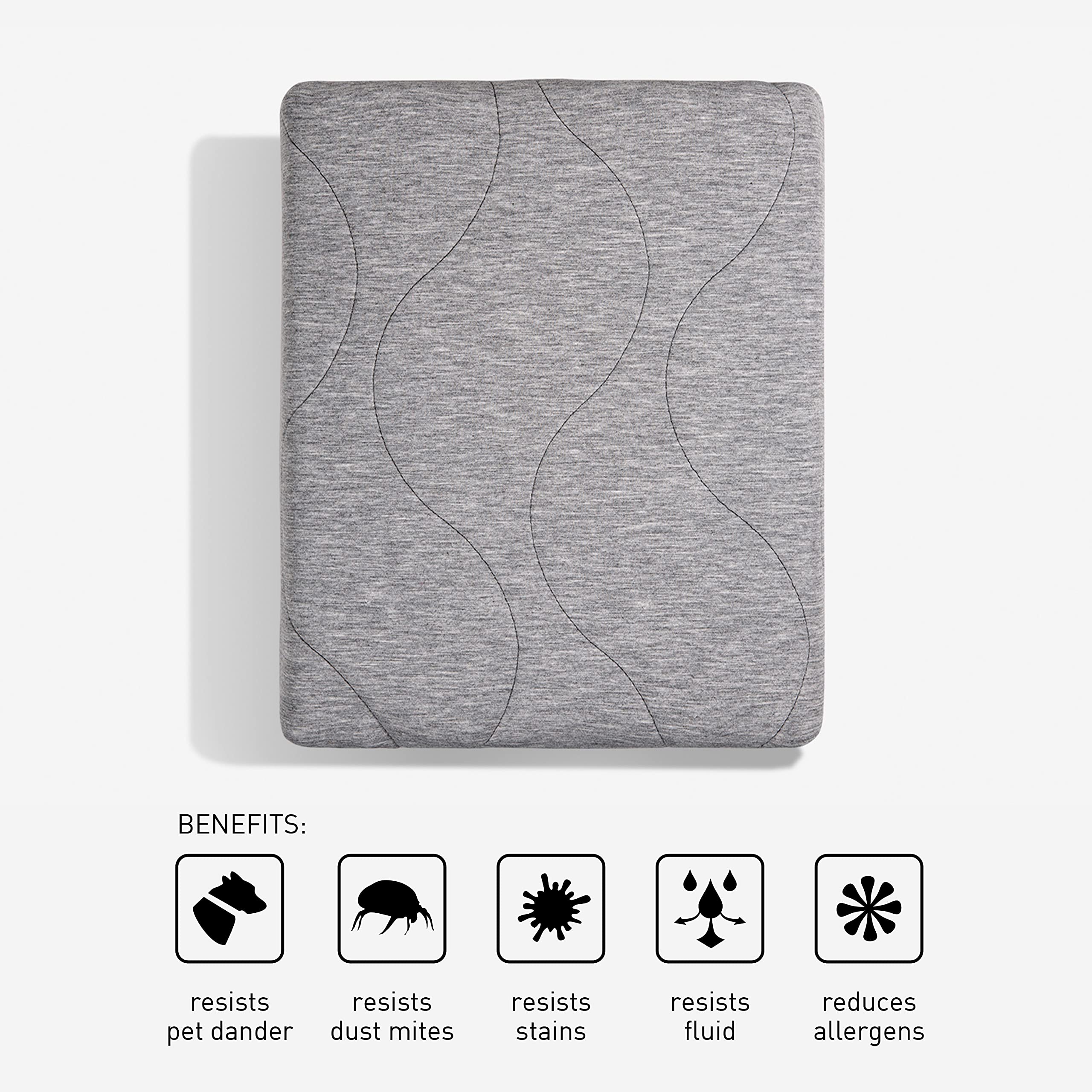 Bedgear Air-X Performance Mattress Protector - Full Size Cooling Waterproof Mattress Cover with Air-X Technology - Breathable Grey Wave Design - Machine Washable for Hot Sleepers & Allergy Relief - Perfect for Bedrooms, Guest Rooms & Dormitories